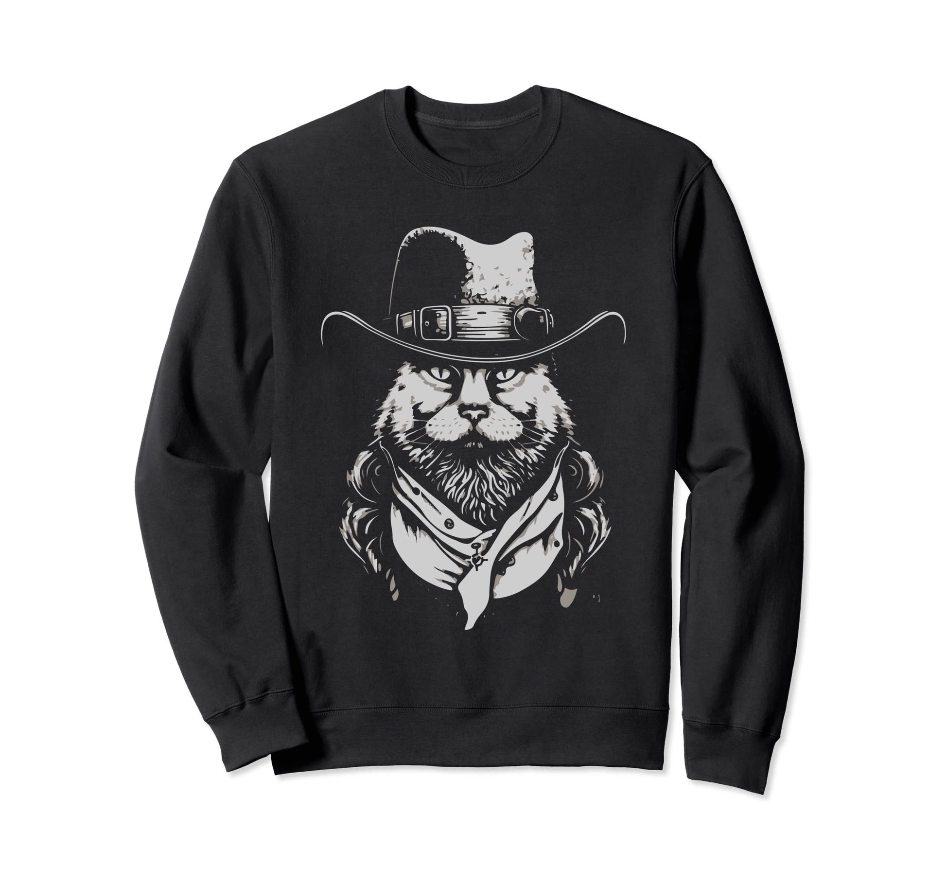 Outlaw Cat Funny Country Music Cat Sweatshirt - Custom Art Print Men Women - T-Shirt, Sweatshirt, Hoodie