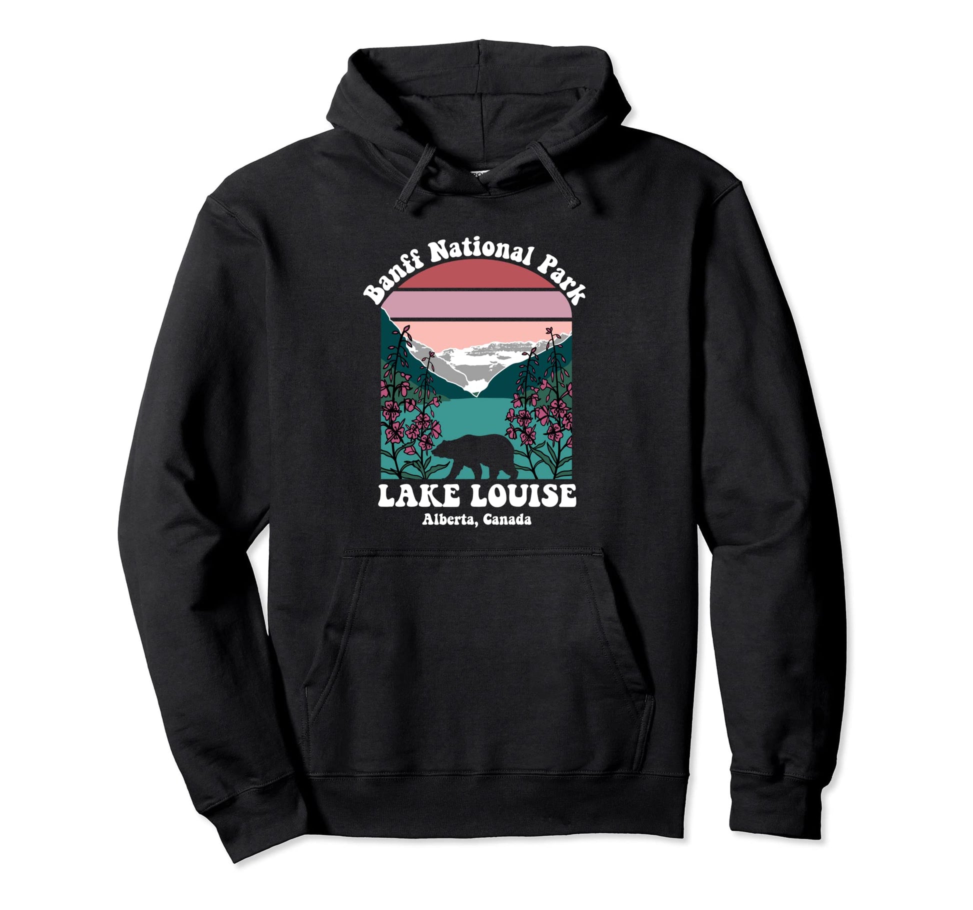 Banff National Park Lake Louise Floral Hoodie - Unique Graphic Men Women - T-Shirt, Sweatshirt, Hoodie