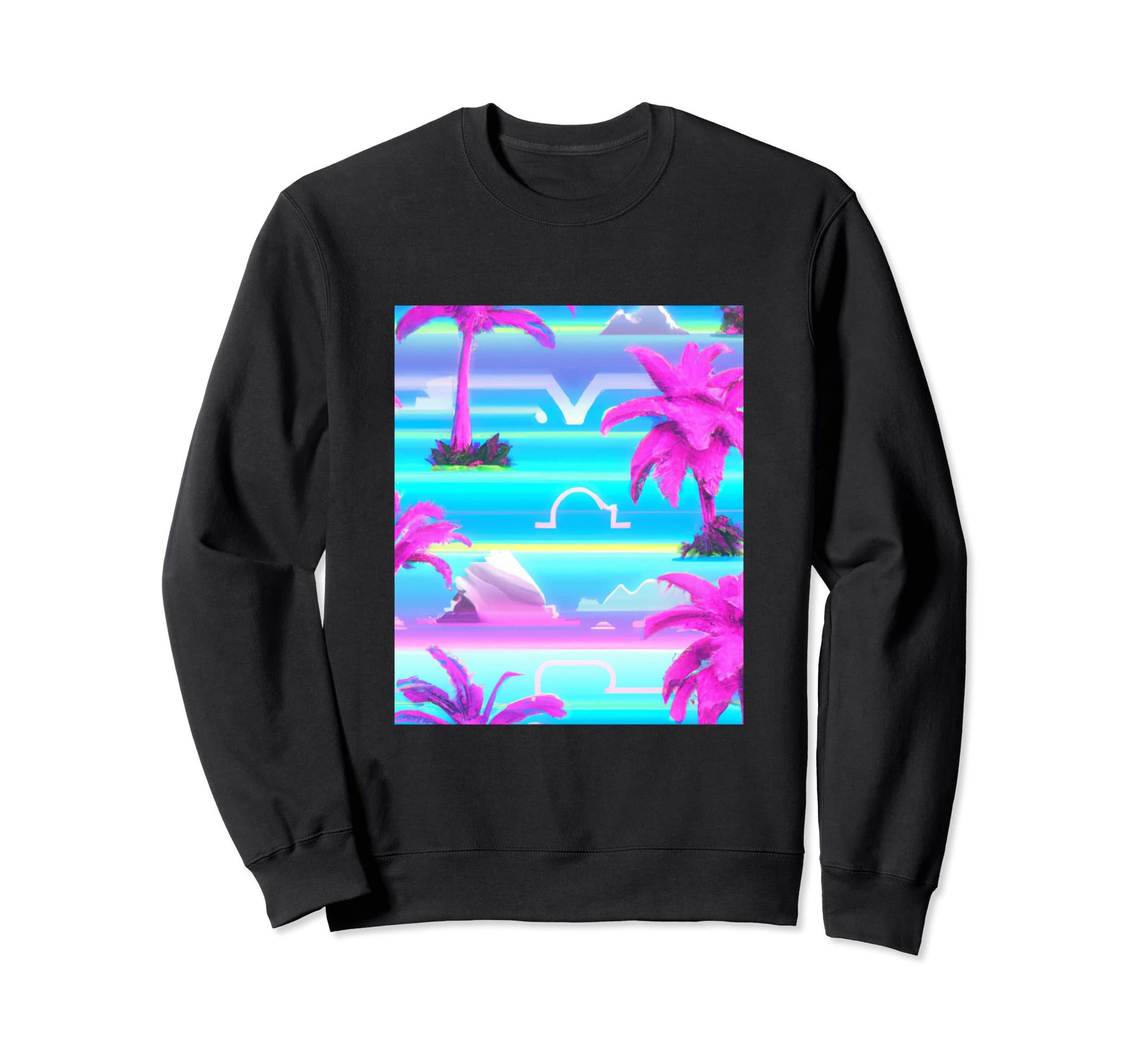 Hawaii Vaporwave Sunset Synthwave Sweatshirt - Graphic Print Men Women - T-Shirt, Sweatshirt, Hoodie