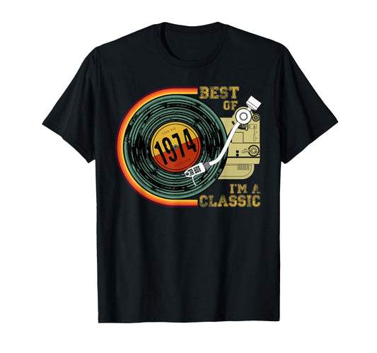 1974 Im 46Th Birthday Vinyl T-Shirt - Fun Novelty Design Men Women - T-Shirt, Sweatshirt, Hoodie