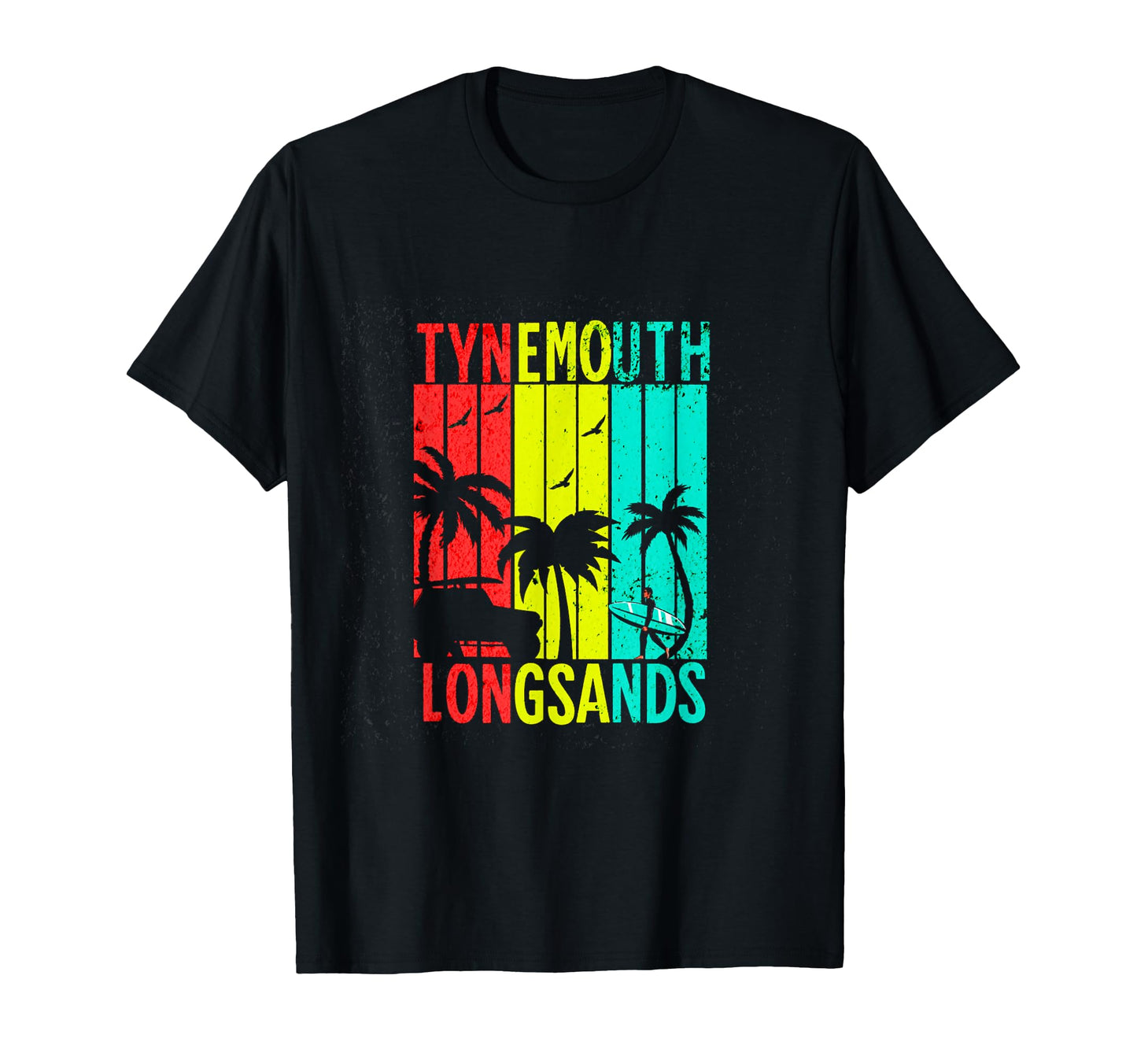 Tynemouth Longsands Rainbow Surfing T-Shirt - Custom Art Print Unisex - T-Shirt, Sweatshirt, Hoodie