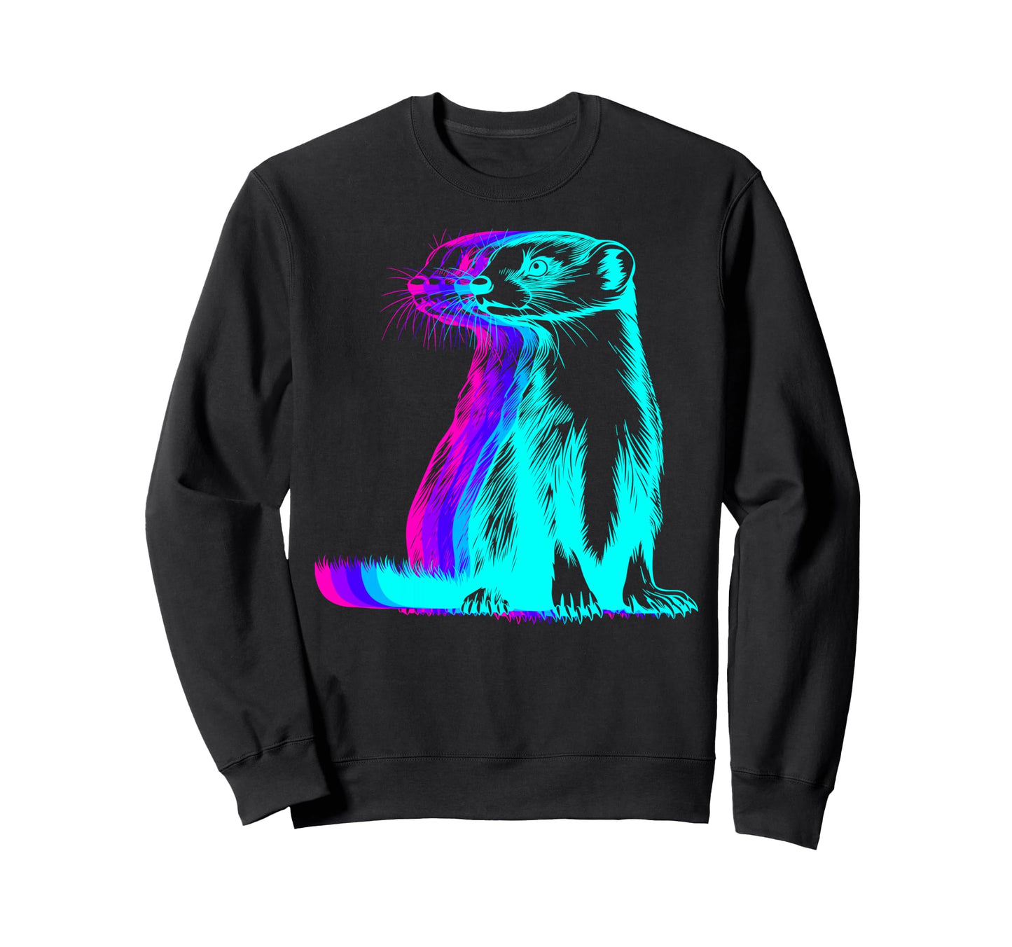 Ferret Pet Vaporwave Sweatshirt - Fun Novelty Design for Adults - T-Shirt, Sweatshirt, Hoodie