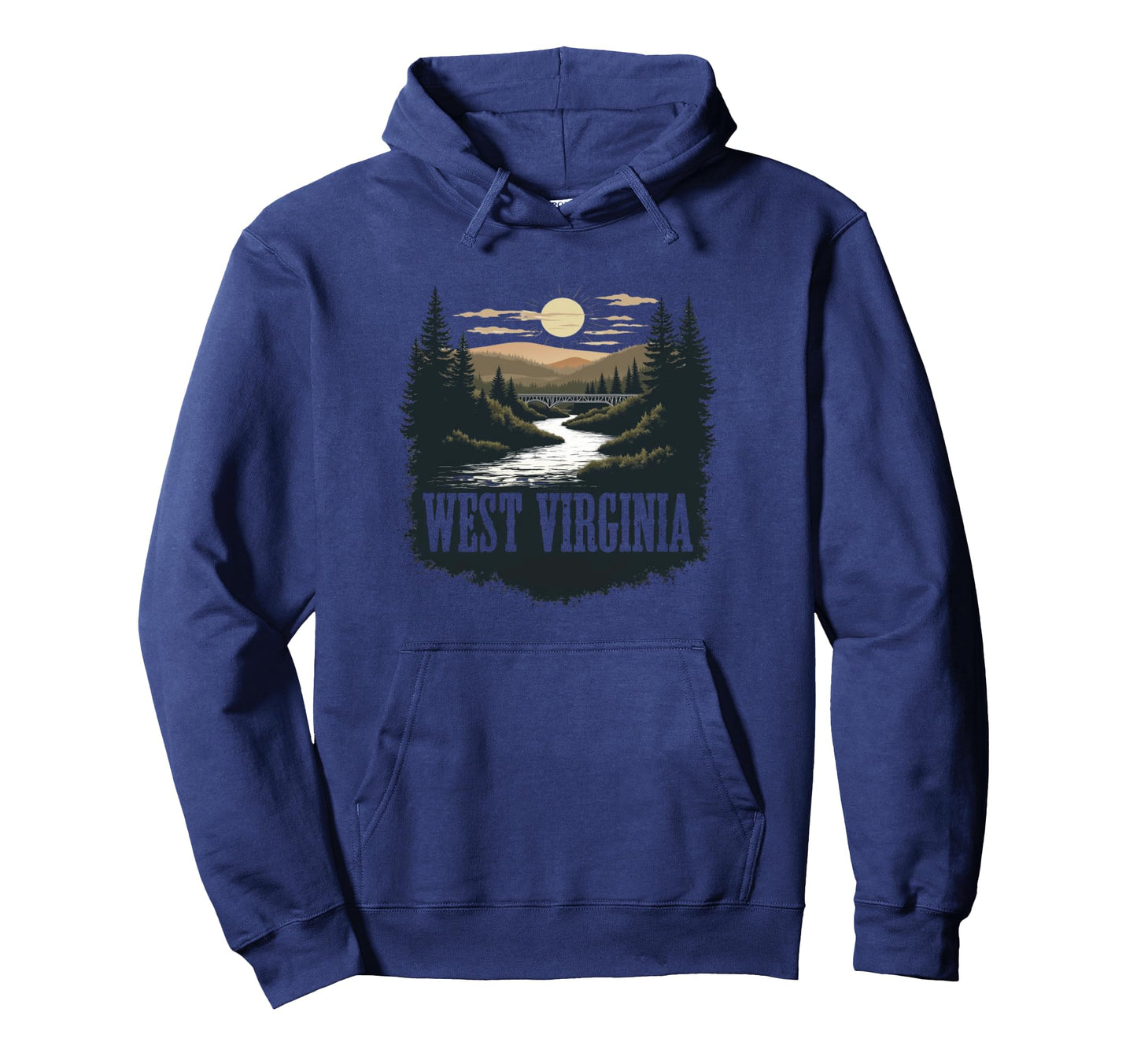 West Virginia Landscape Souvenir Hoodie - Minimalist Print for Adults - T-Shirt, Sweatshirt, Hoodie
