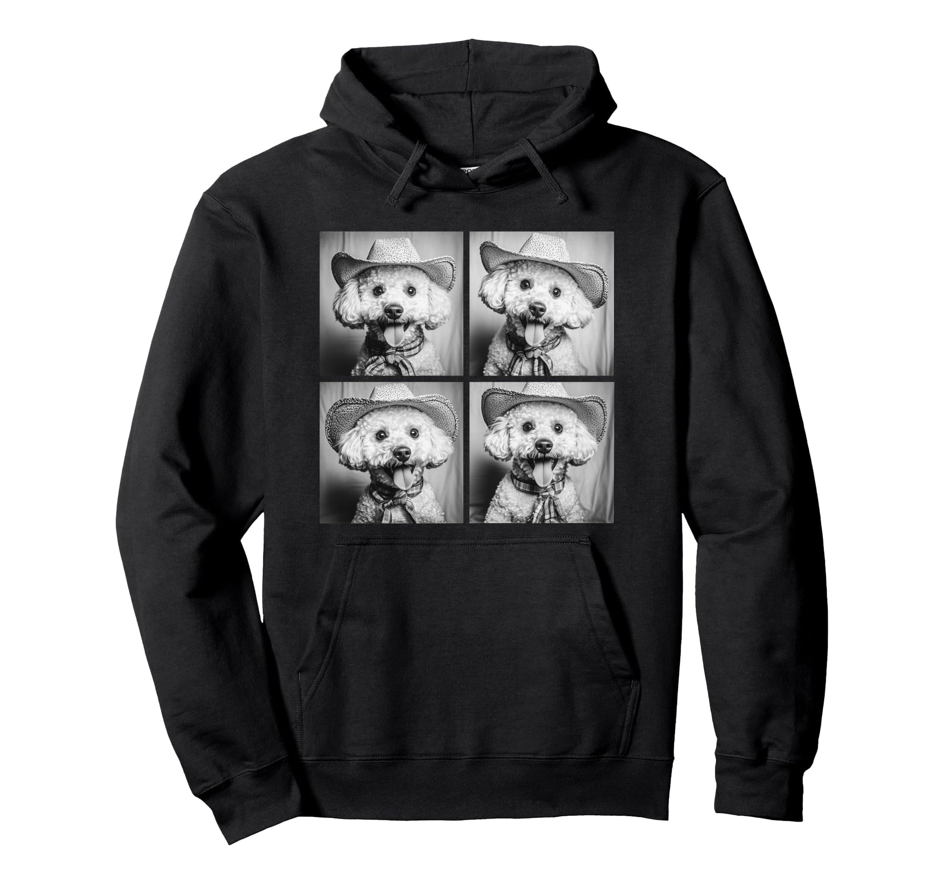 Western White Poodles Funny Cowboy Hoodie - Custom Art Print for Adults - T-Shirt, Sweatshirt, Hoodie