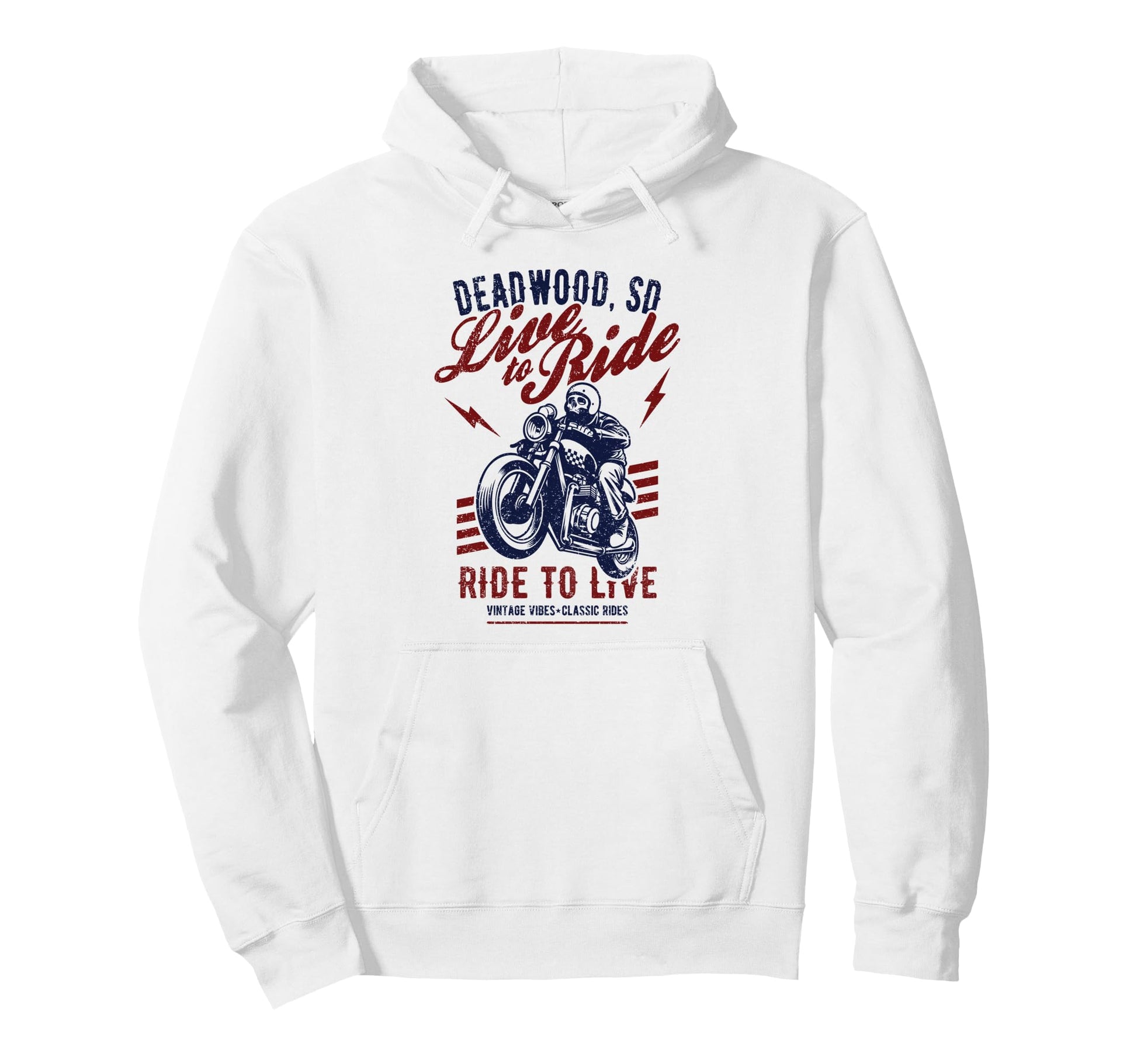 Deadwood South Dakota Motorcycle Skull Hoodie - Trendy Graphic for Adults - T-Shirt, Sweatshirt, Hoodie