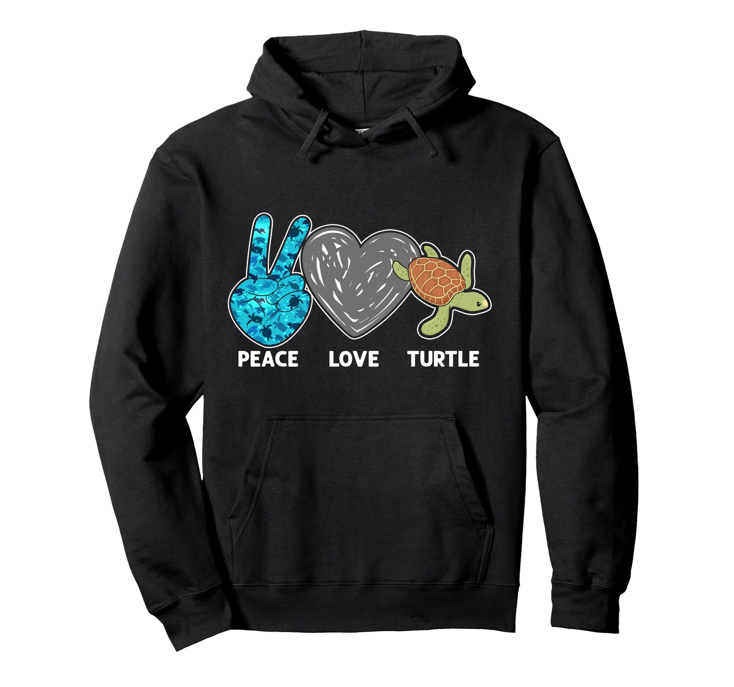 Sea Turtle Tortoise Peace Love Turtles Hoodie - Trendy Graphic for Adults - T-Shirt, Sweatshirt, Hoodie