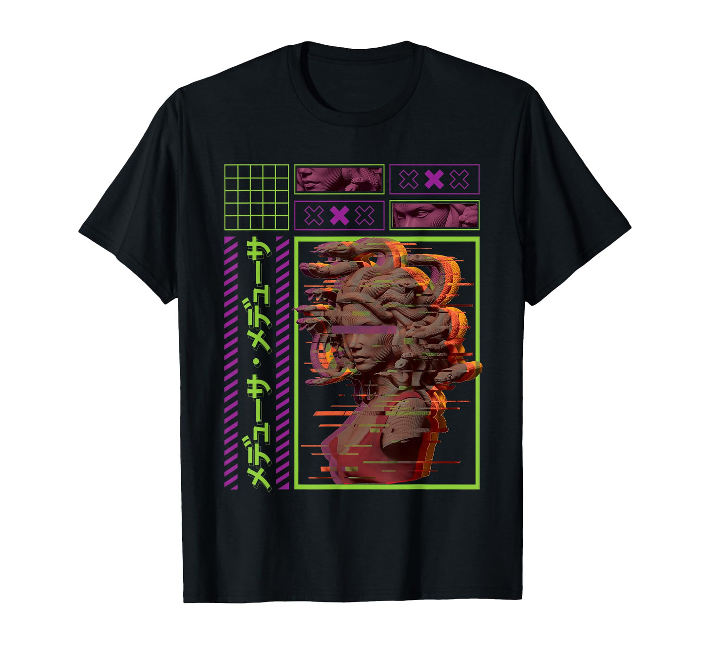 Vaporwave Greece Japanese Greek Medusa T-Shirt - Unique Graphic Men Women - T-Shirt, Sweatshirt, Hoodie