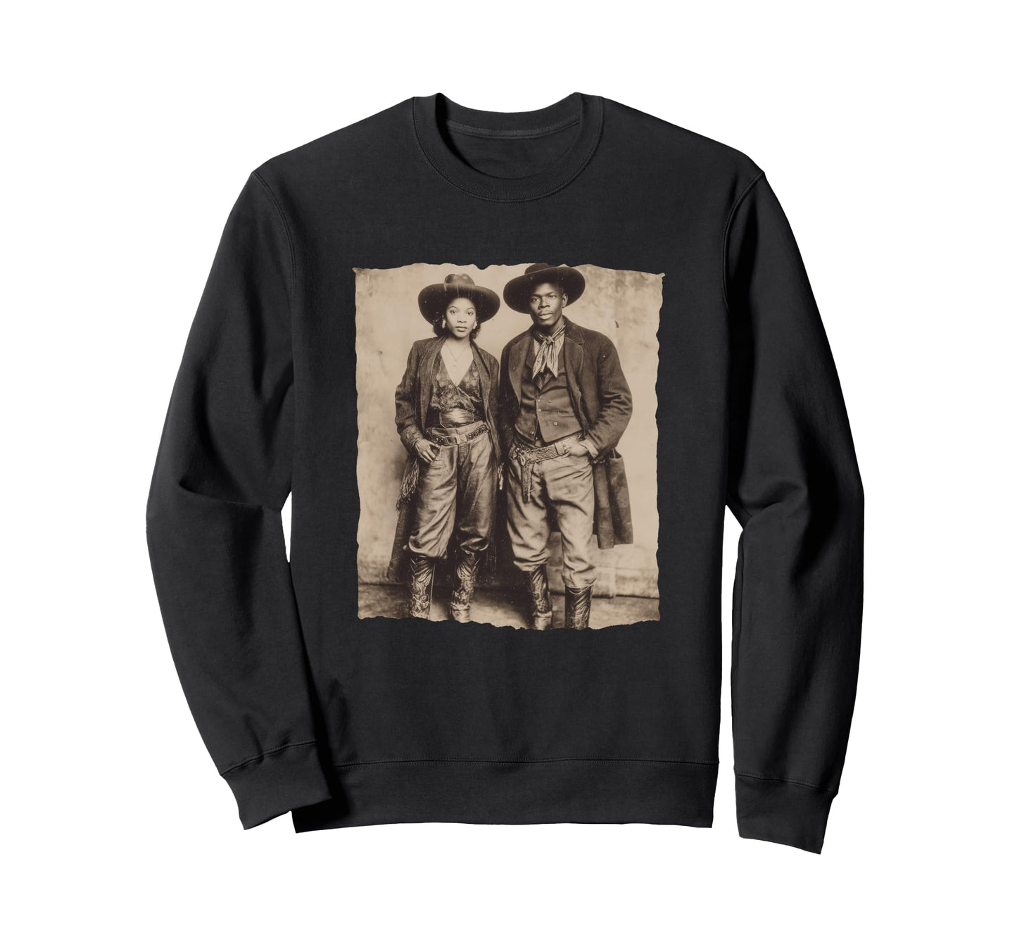 Black Cowboy And Cowgirl Western Sweatshirt - Unique Graphic for Adults - T-Shirt, Sweatshirt, Hoodie