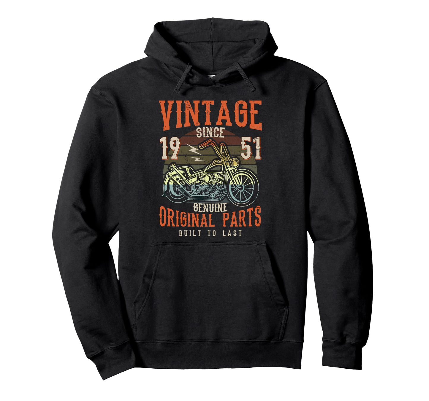 75Th Birthday 1951 Motorcycle Chopper Hoodie - Minimalist Print for Adults - T-Shirt, Sweatshirt, Hoodie