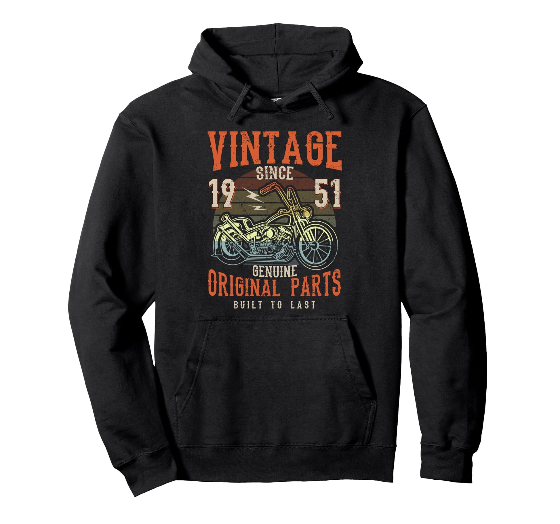 75Th Birthday 1951 Motorcycle Chopper Hoodie - Minimalist Print for Adults - T-Shirt, Sweatshirt, Hoodie