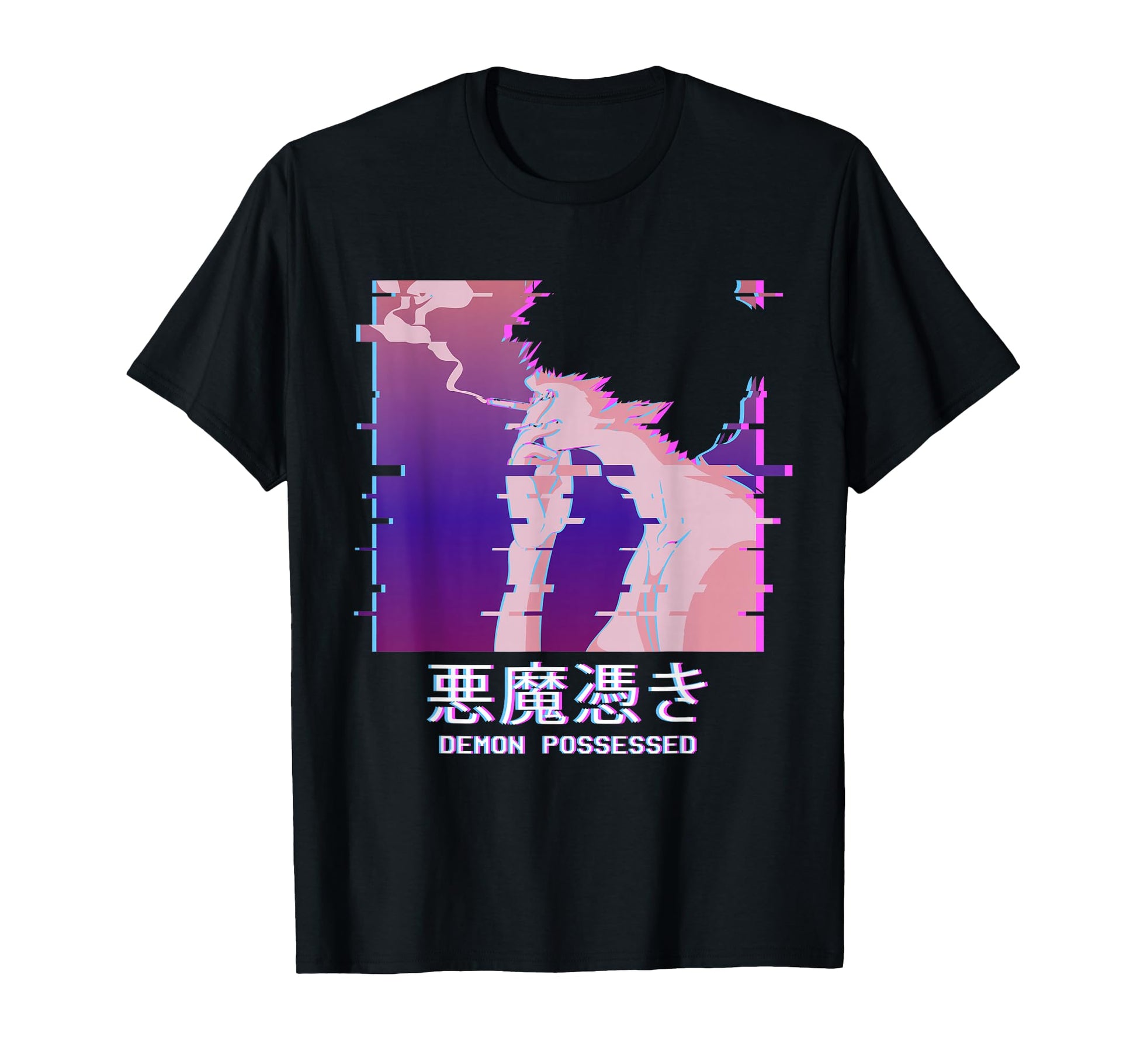 Demon Possessed Lofi Anime Vaporwave T-Shirt - Minimalist Print for Adults - T-Shirt, Sweatshirt, Hoodie