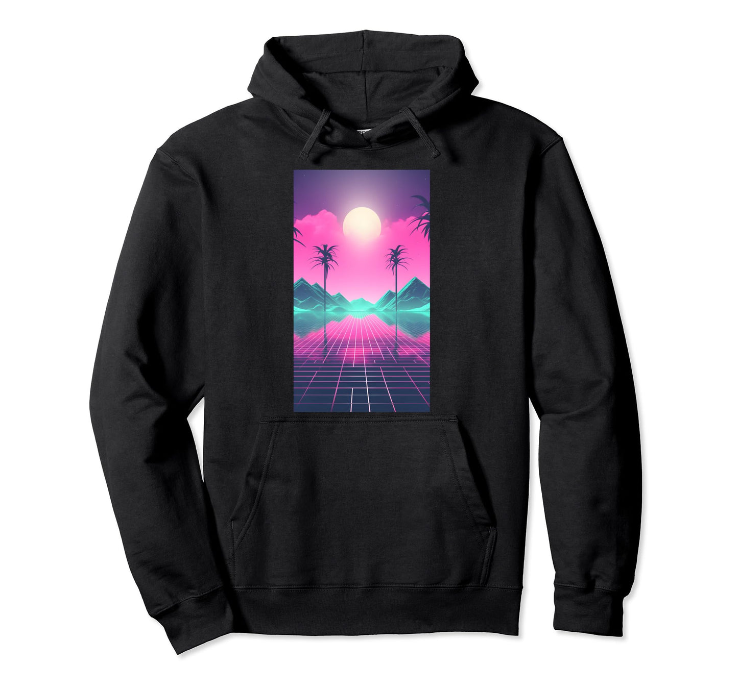 80S Vaporwave Landscape Aesthetic Hoodie - Trendy Graphic for Adults - T-Shirt, Sweatshirt, Hoodie