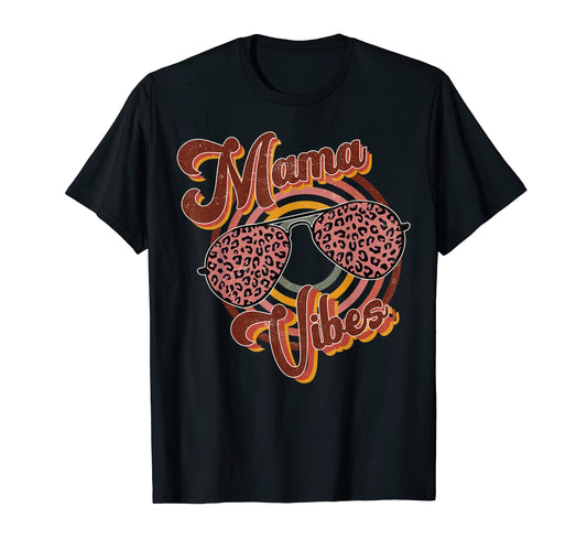 Boho Mama Vibes Leopard Glasses T-Shirt - Fun Novelty Design for Adults - T-Shirt, Sweatshirt, Hoodie