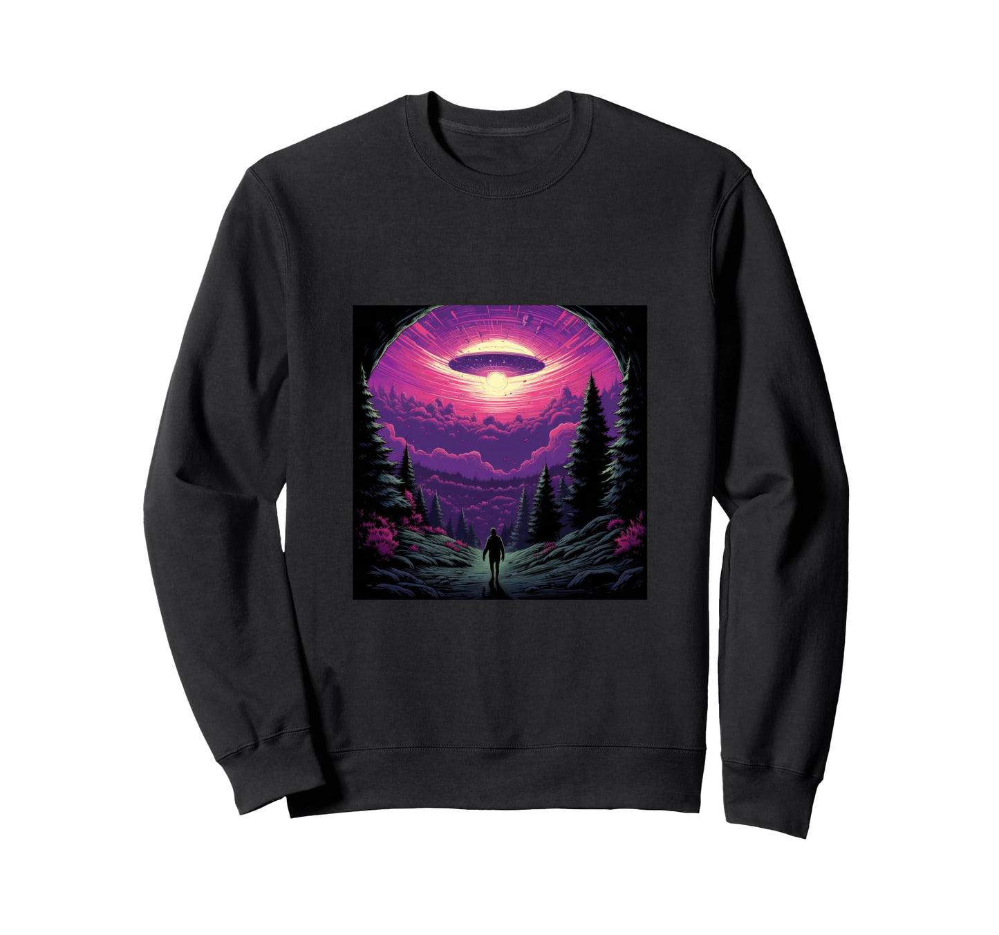 Alien Abduction Alien Vaporwave Ufo Sweatshirt - Unique Graphic for Adults - T-Shirt, Sweatshirt, Hoodie