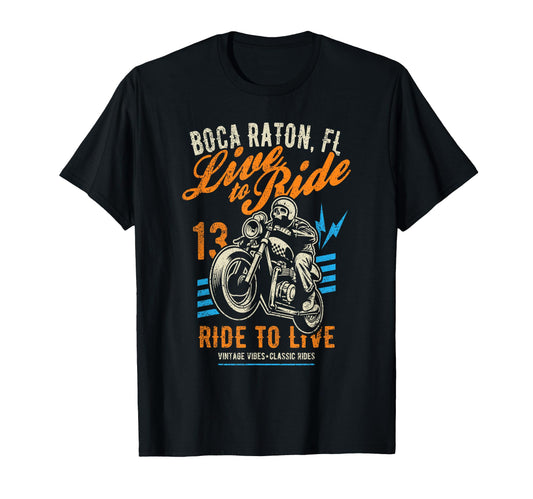 Boca Raton Fl Usa Motorcycle T-Shirt - Casual Everyday Wear Men Women - T-Shirt, Sweatshirt, Hoodie