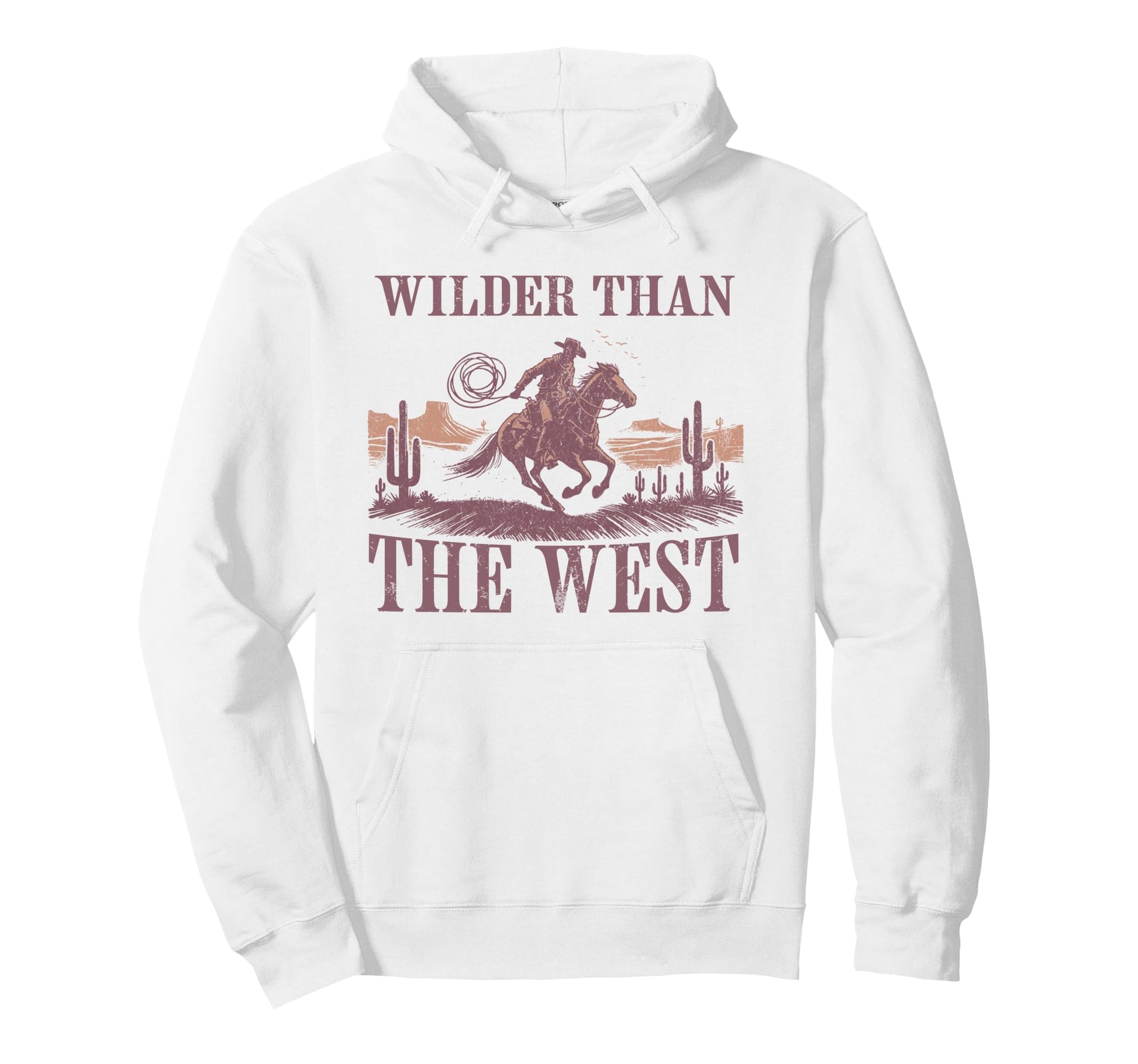 Western Cowboy Riding Horse Wilder Than West Hoodie - Graphic Print Unisex - T-Shirt, Sweatshirt, Hoodie