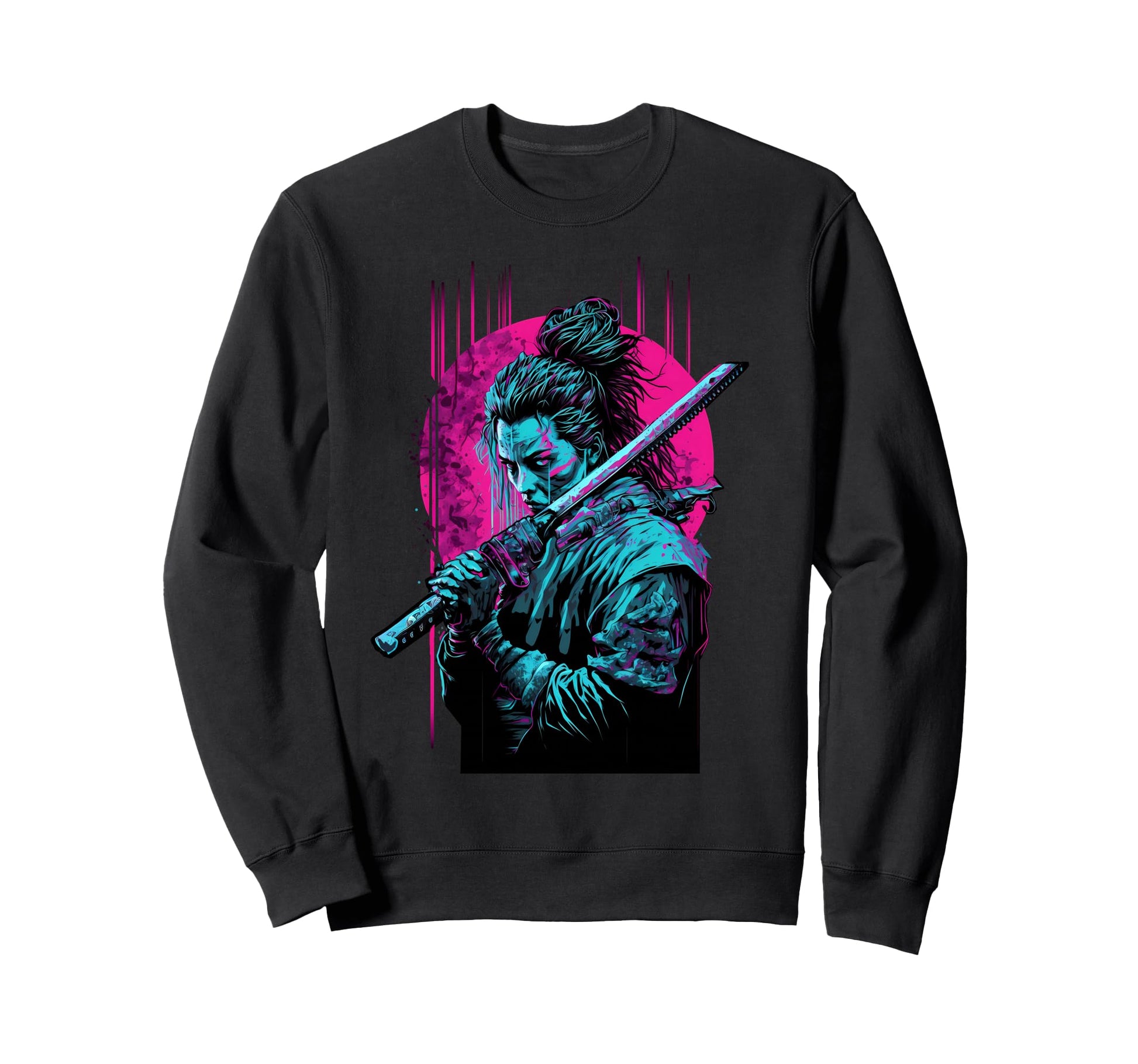 Vaporwave Aesthetic Cyberpunk Samurai Sweatshirt - Graphic Print Unisex - T-Shirt, Sweatshirt, Hoodie