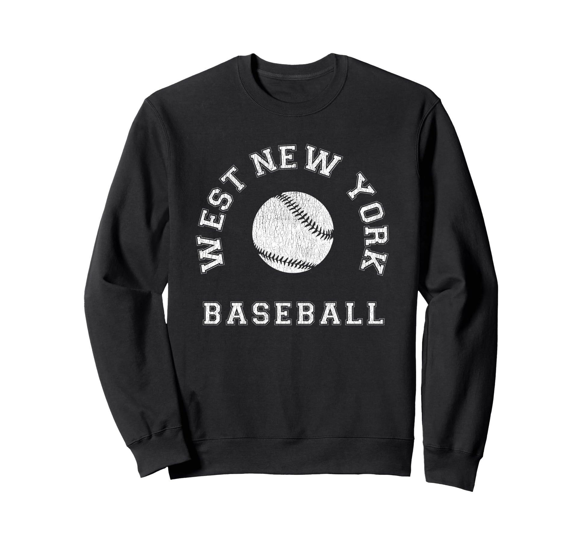West New York Baseball Distressed Sweatshirt - Trendy Graphic Unisex - T-Shirt, Sweatshirt, Hoodie