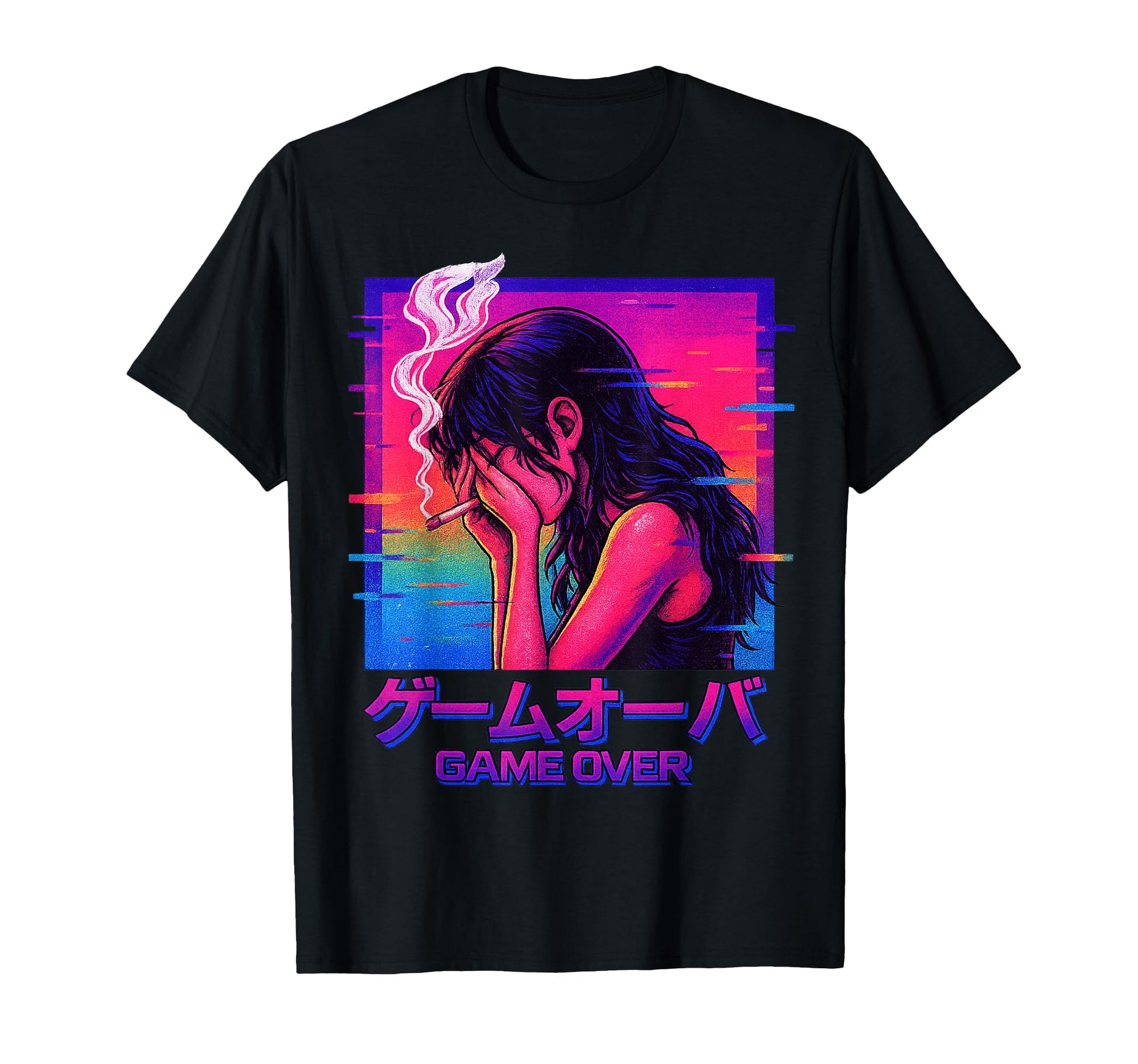 Game Over Japanese Vaporwave Mood Aesthetic T-Shirt - Unique Graphic Unisex - T-Shirt, Sweatshirt, Hoodie