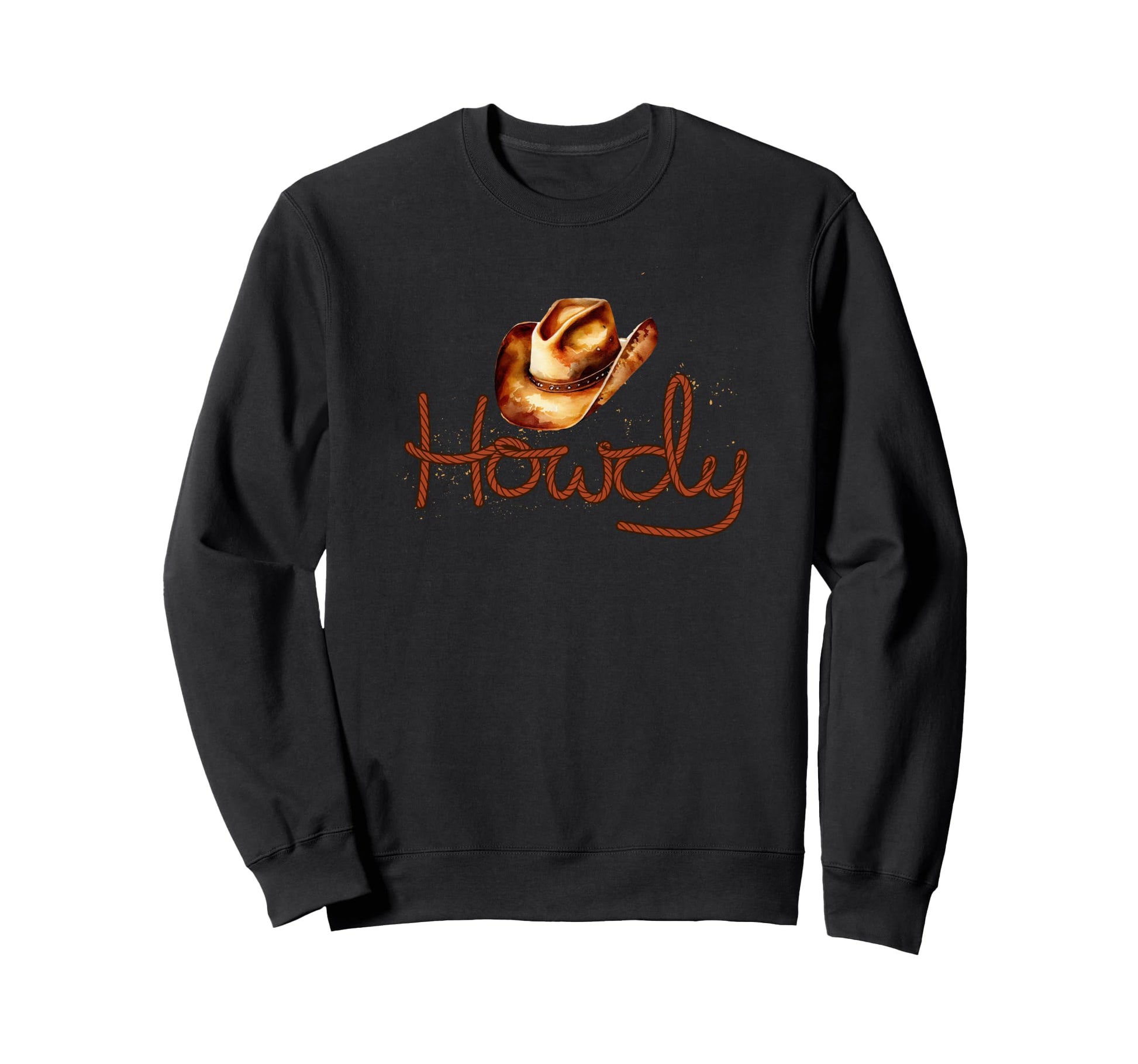 Howdy Cowboy Hat Rustic Western Sweatshirt - Minimalist Print Unisex - T-Shirt, Sweatshirt, Hoodie