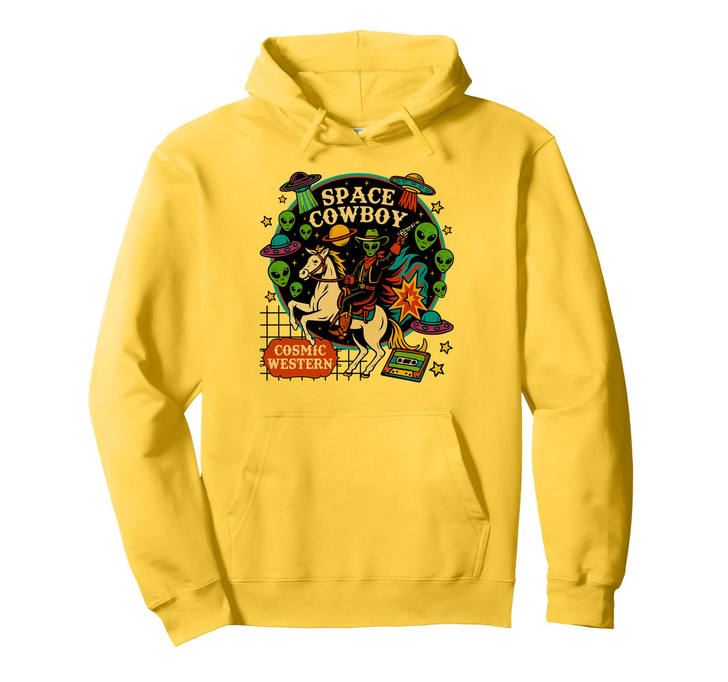 Space Cowboy Cosmic Western Alien Hoodie - Trendy Graphic for Adults - T-Shirt, Sweatshirt, Hoodie