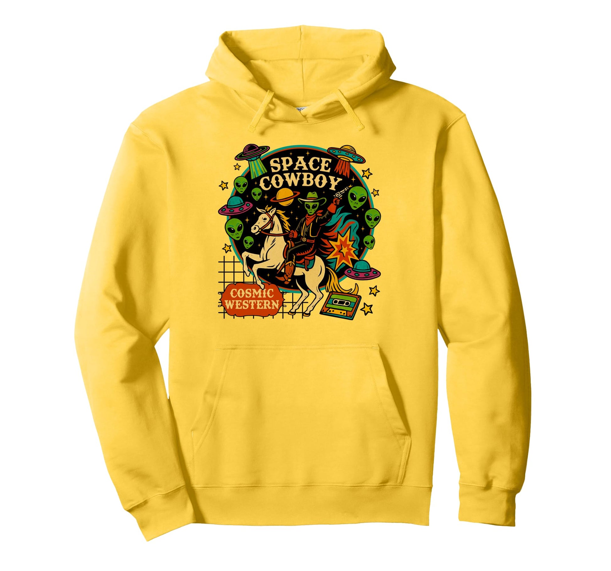 Space Cowboy Cosmic Western Alien Hoodie - Trendy Graphic for Adults - T-Shirt, Sweatshirt, Hoodie