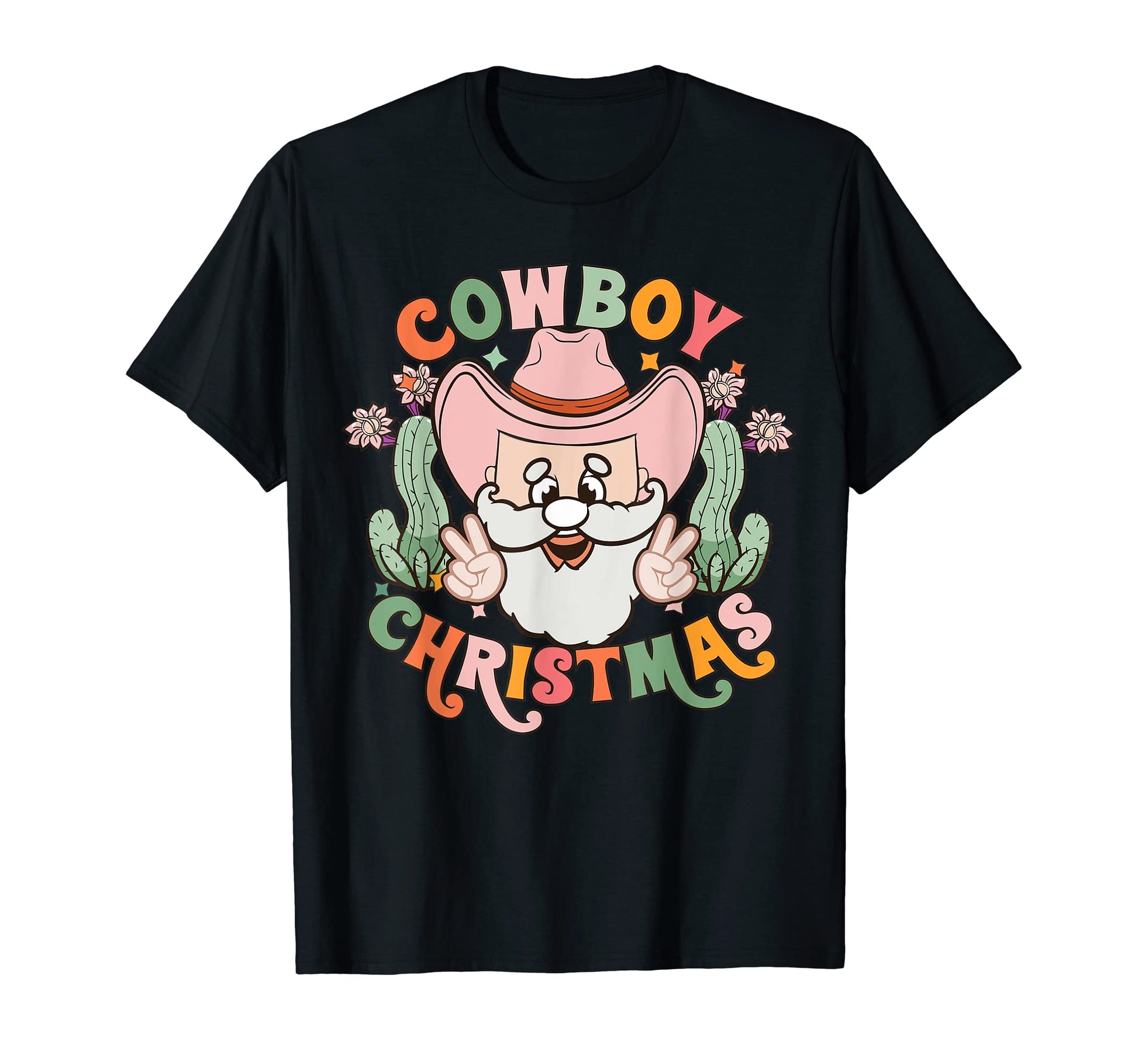 Groovy Cowboy Santa Claus Western T-Shirt - Unique Graphic Unisex - T-Shirt, Sweatshirt, Hoodie