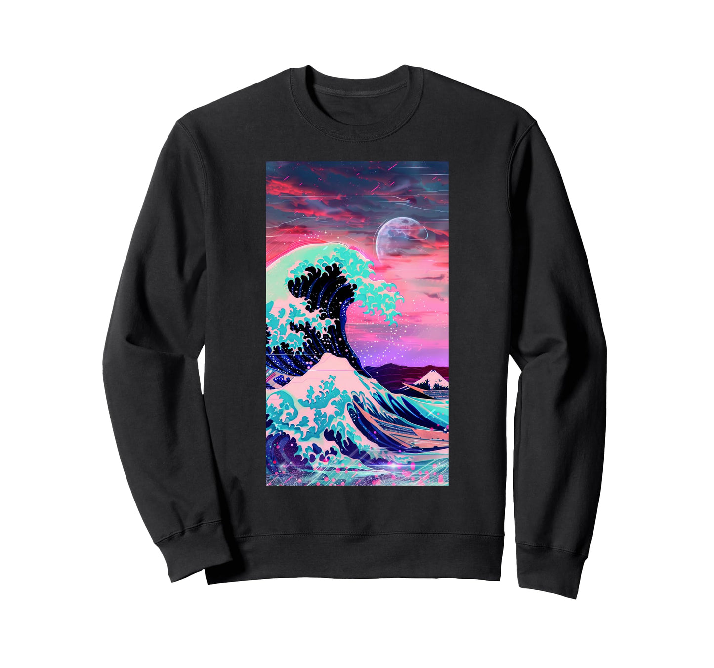Vaporwave Inspired Great Wave Sweatshirt - Novelty Apparel for Adults - T-Shirt, Sweatshirt, Hoodie
