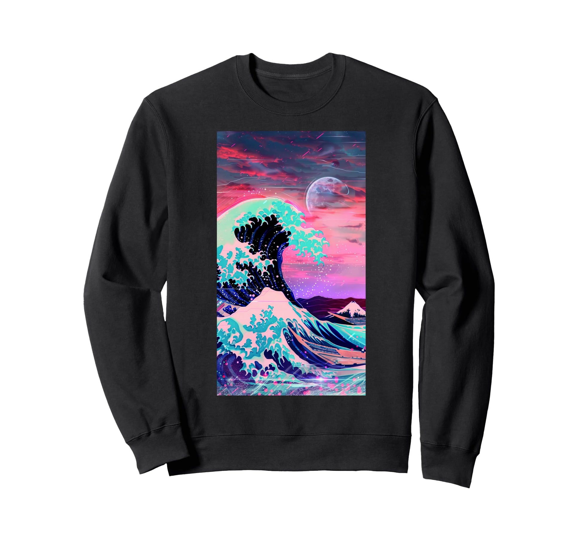 Vaporwave Inspired Great Wave Sweatshirt - Novelty Apparel for Adults - T-Shirt, Sweatshirt, Hoodie