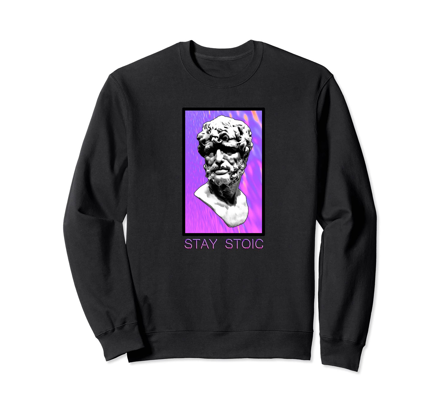 Stay Stoic Vaporwave Aesthetic Seneca Sweatshirt - Novelty Apparel Unisex - T-Shirt, Sweatshirt, Hoodie