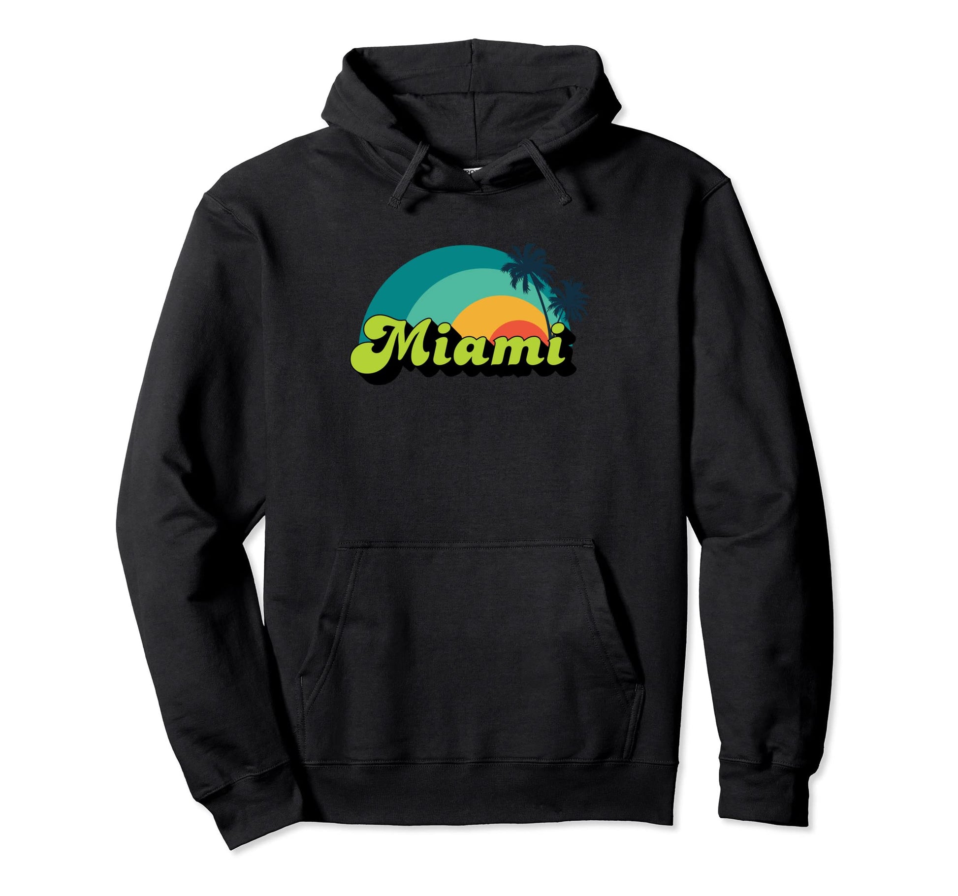 Miami Beach Rainbow Sunrise Hoodie - Custom Art Print Men Women - T-Shirt, Sweatshirt, Hoodie