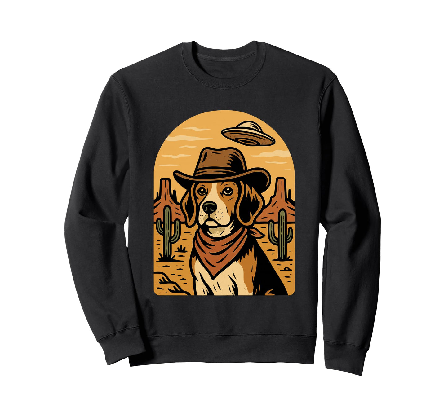 Western Beagle Cowboy Ufo Dogs Sweatshirt - Aesthetic Graphic Men Women - T-Shirt, Sweatshirt, Hoodie