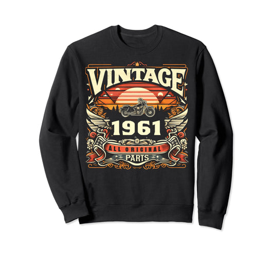 1961 Born 1961 63Th Birthday Motorcycle Sweatshirt - Trendy Graphic Unisex - T-Shirt, Sweatshirt, Hoodie