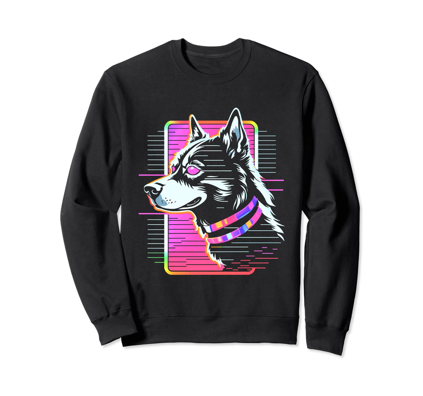 Vaporwave Aesthetic Dog Sweatshirt - Fun Novelty Design for Adults - T-Shirt, Sweatshirt, Hoodie
