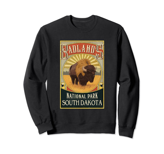 Bison Badlands National Park Sweatshirt - Fun Novelty Design Men Women - T-Shirt, Sweatshirt, Hoodie