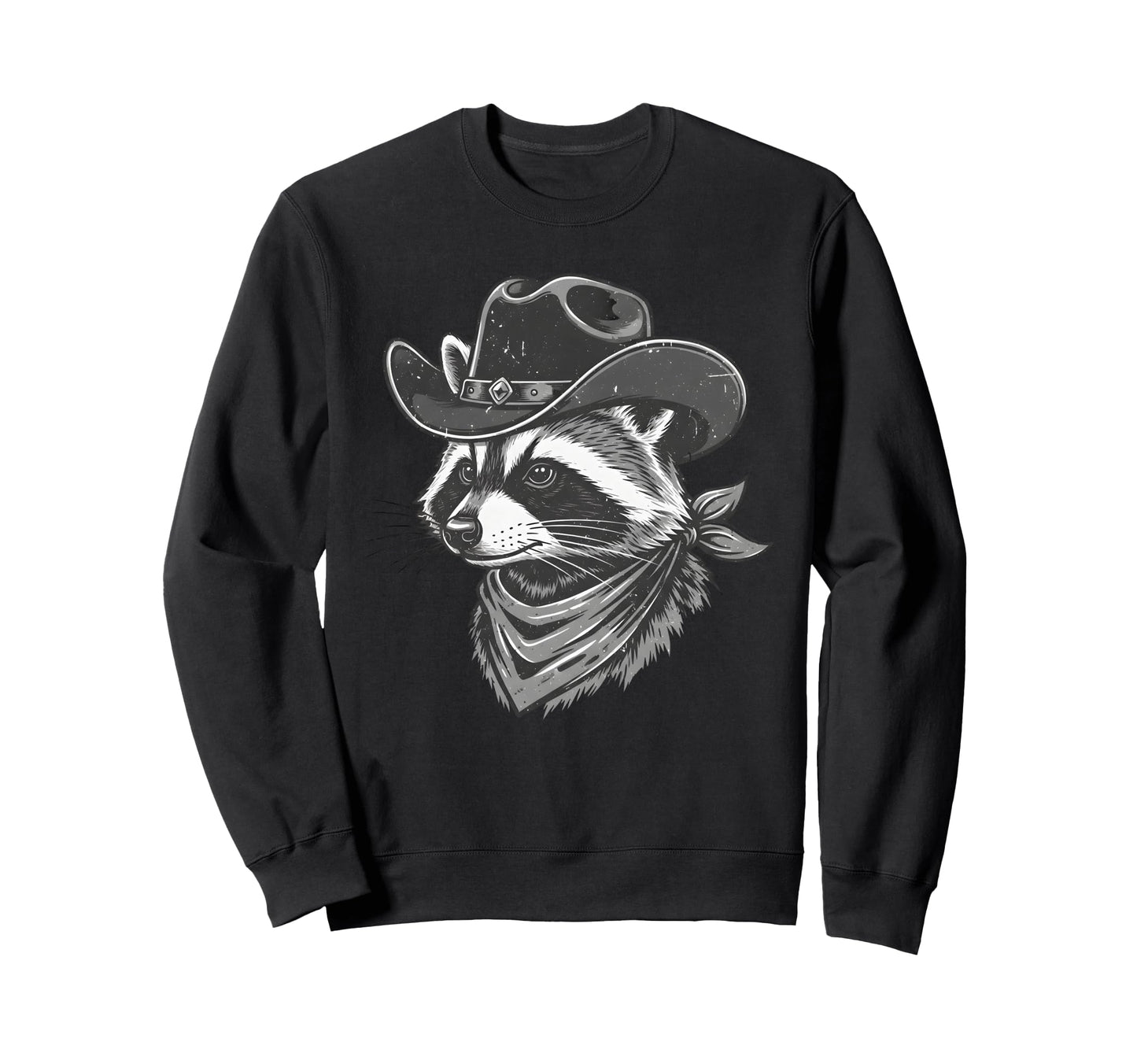 Cowboy Hat Raccoon Bandit Western Sweatshirt - Minimalist Print for Adults - T-Shirt, Sweatshirt, Hoodie