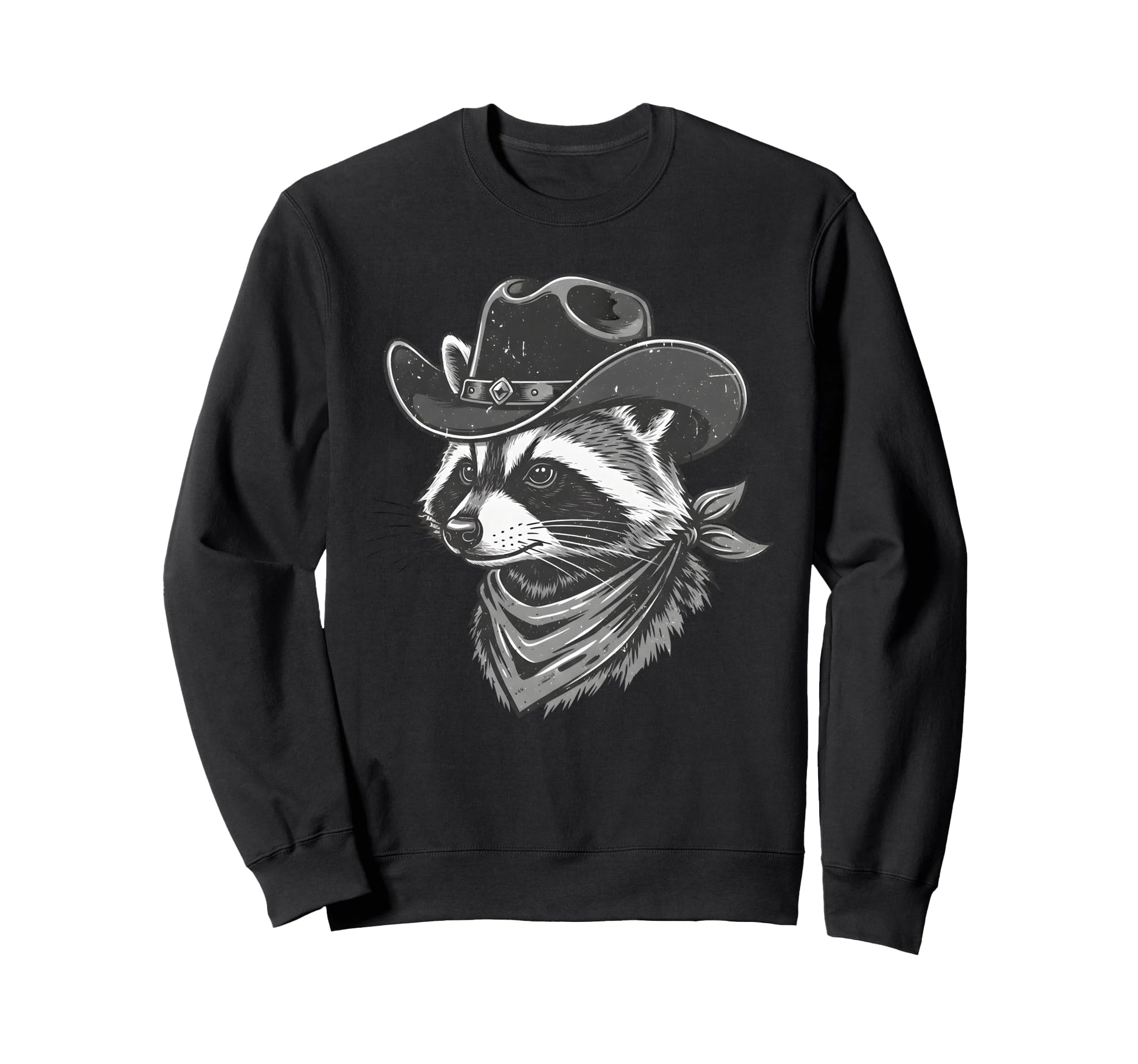 Cowboy Hat Raccoon Bandit Western Sweatshirt - Minimalist Print for Adults - T-Shirt, Sweatshirt, Hoodie