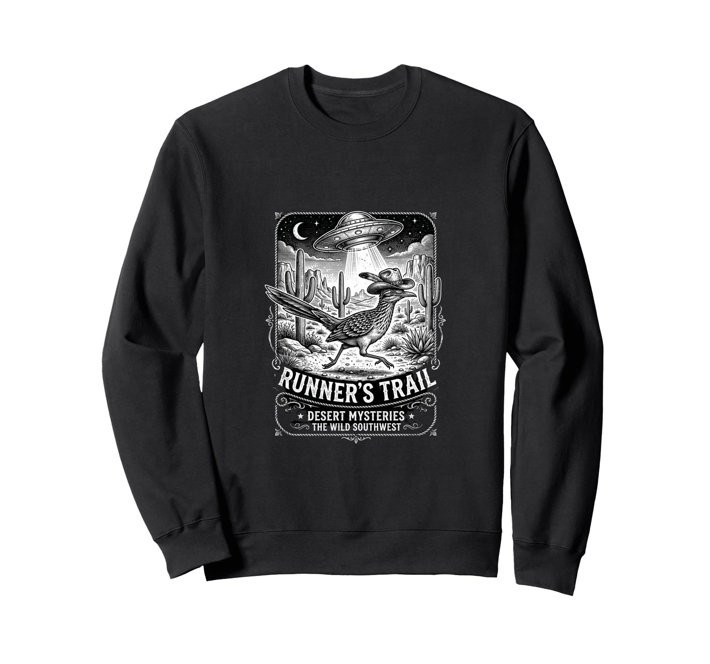 Cowboy Roadrunner Ufo Desert Sweatshirt - Fun Novelty Design Men Women - T-Shirt, Sweatshirt, Hoodie