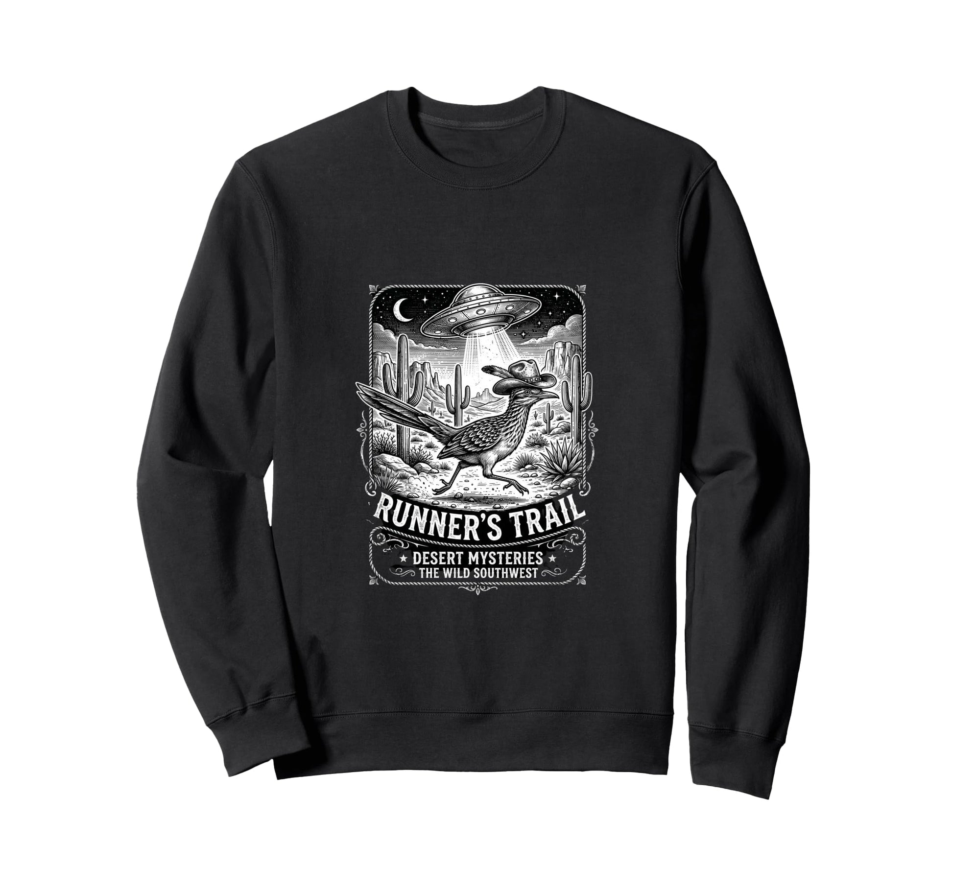 Cowboy Roadrunner Ufo Desert Sweatshirt - Fun Novelty Design Men Women - T-Shirt, Sweatshirt, Hoodie