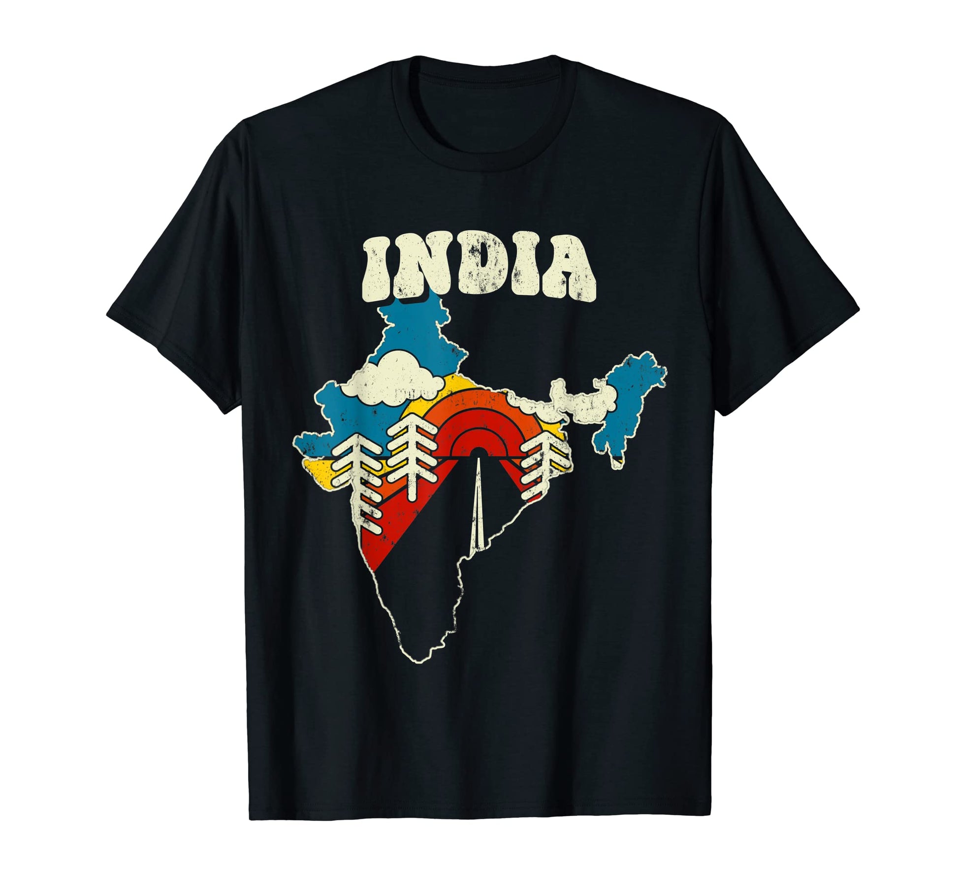 India Indian Country Rainbow 70S Map T-Shirt - Streetwear Style Men Women - T-Shirt, Sweatshirt, Hoodie