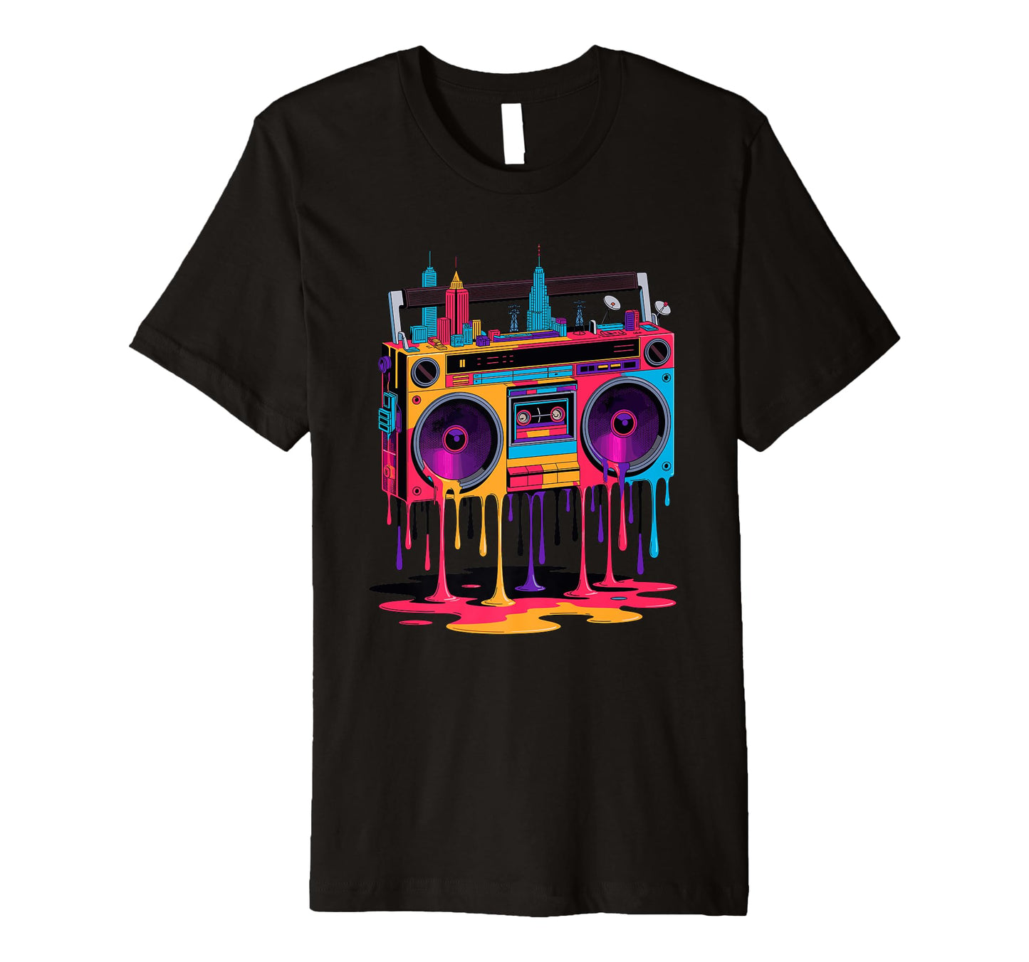 Dripping Paint Boombox Old School 80S T-Shirt - Graphic Print Men Women - T-Shirt, Sweatshirt, Hoodie