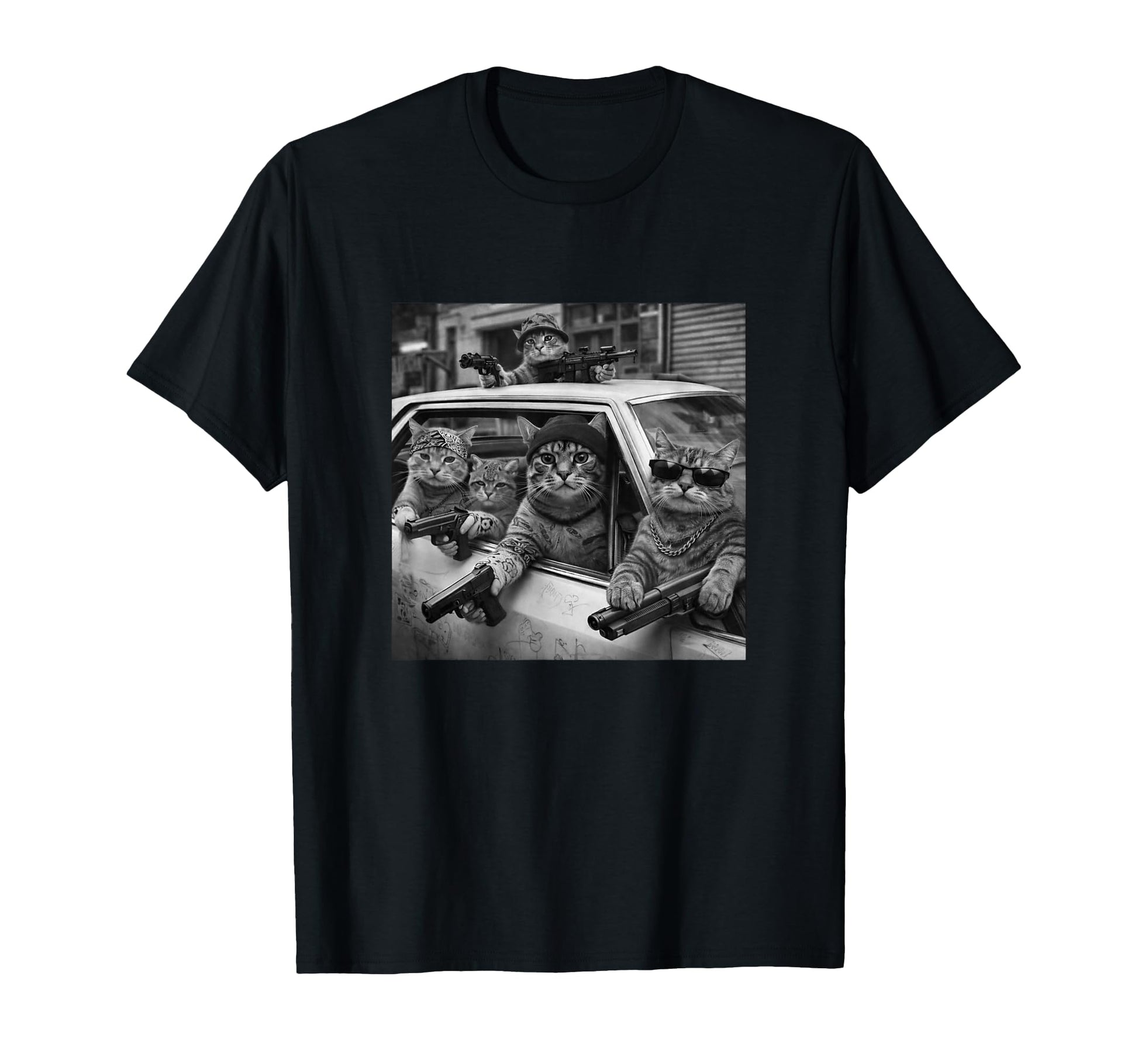 Funny Gangster Cat Old School Hip Hop T-Shirt - Streetwear Style Men Women - T-Shirt, Sweatshirt, Hoodie