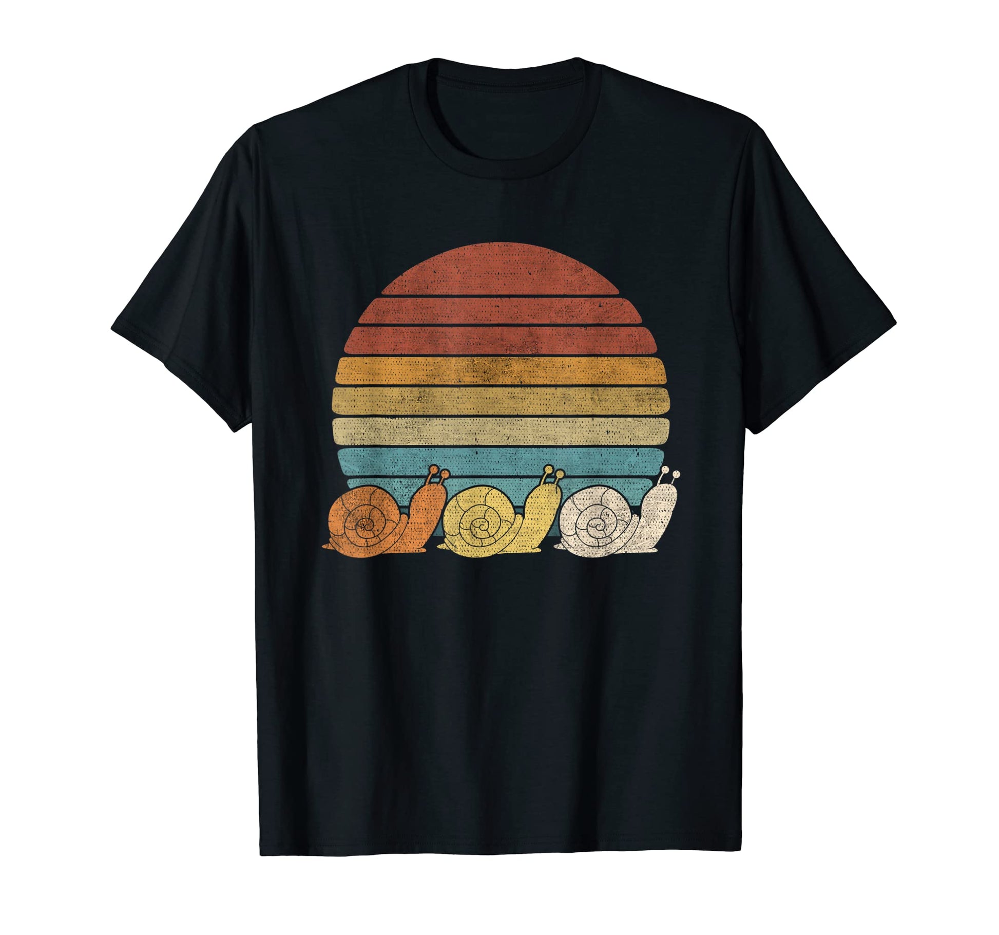 Three Snails Sunset Grunge Snail Art 90S T-Shirt - Trendy Graphic Men Women - T-Shirt, Sweatshirt, Hoodie