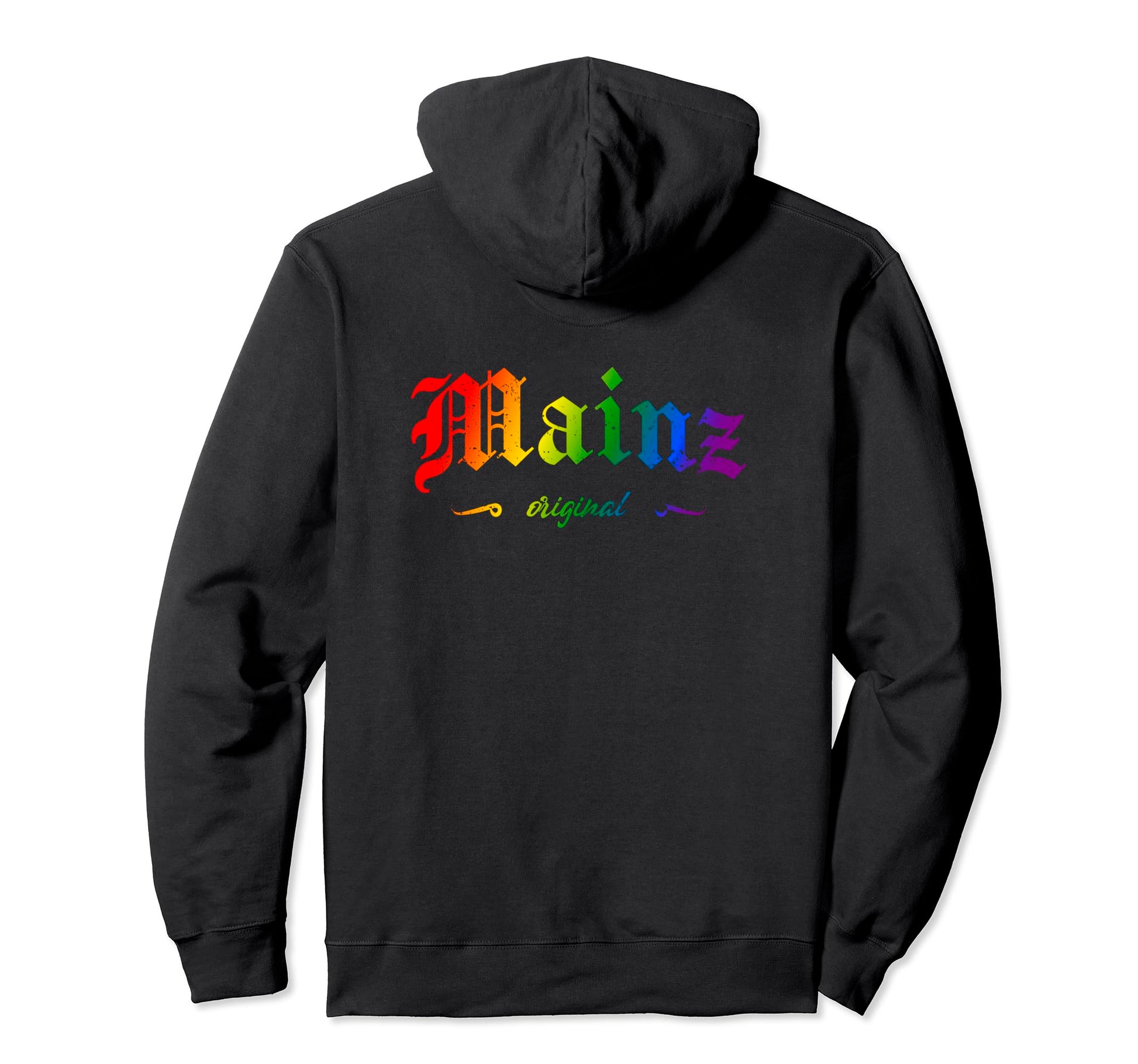 Mainz Rheinhessen Lgbtqai Rainbow Back Hoodie - Trendy Graphic for Adults - T-Shirt, Sweatshirt, Hoodie
