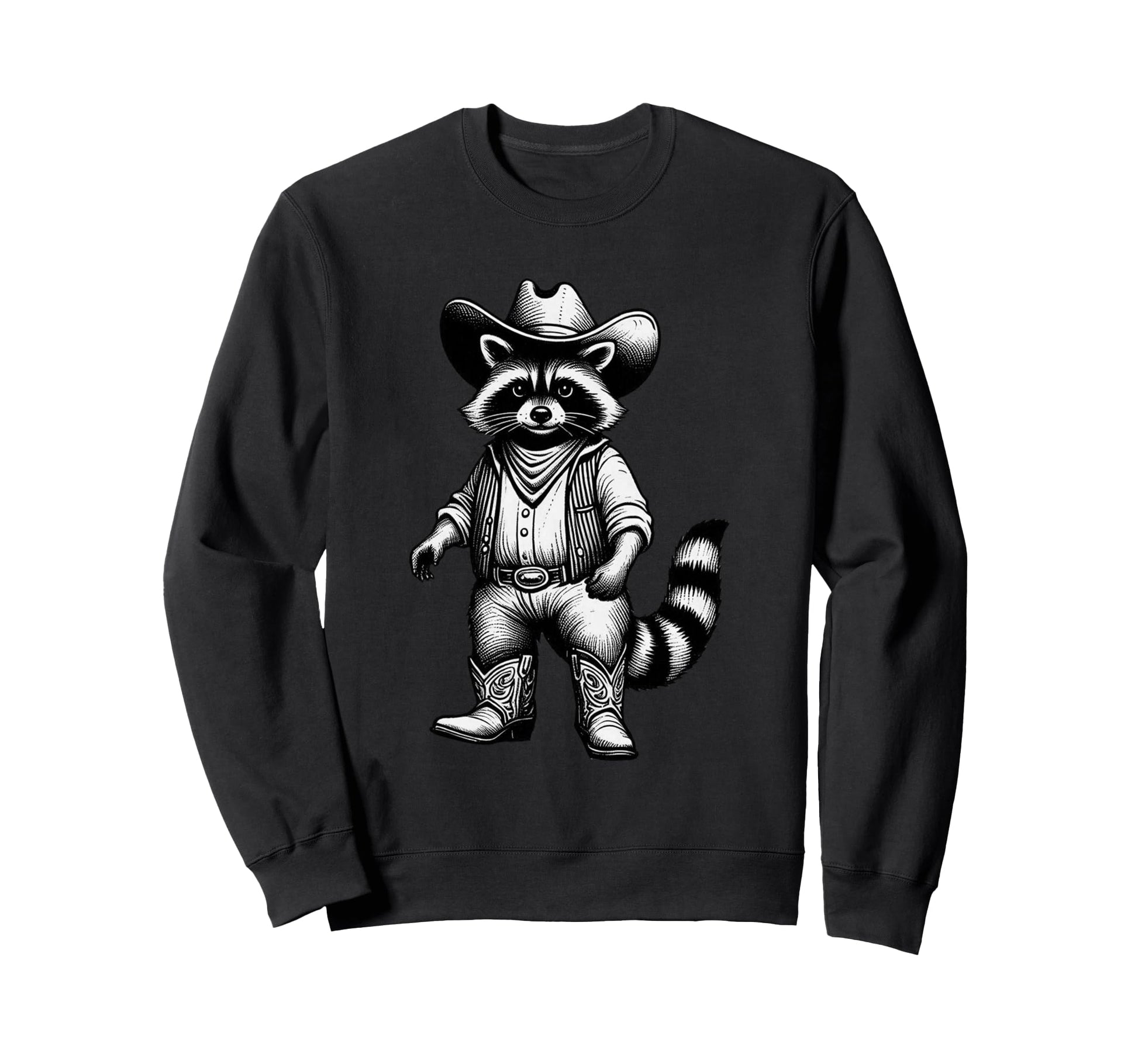 Raccoon Cowboy Western Rodeo Funny Sweatshirt - Streetwear Style Men Women - T-Shirt, Sweatshirt, Hoodie