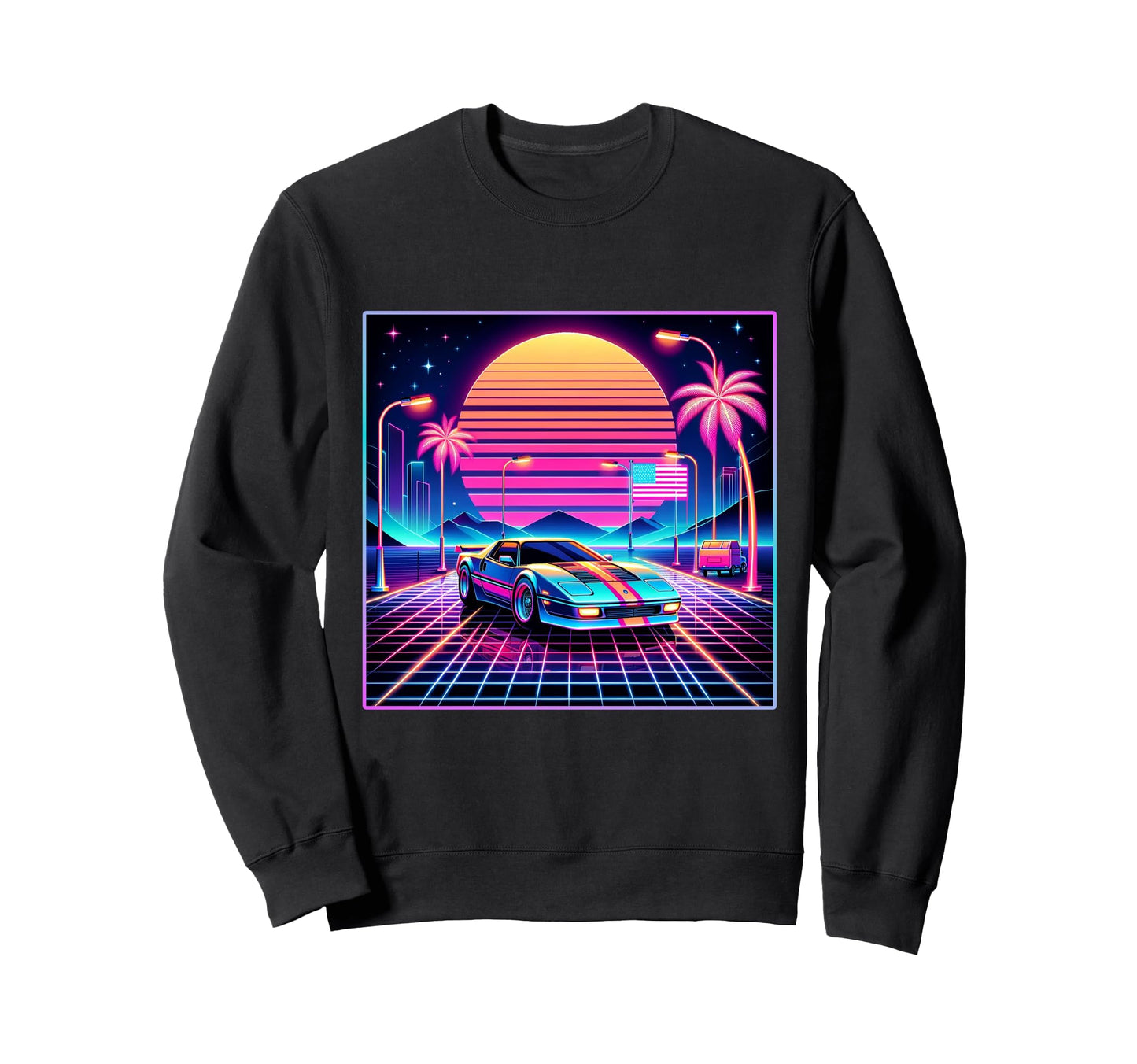 Sports Car Vaporwave Aesthetic 80S Sweatshirt - Streetwear Style Unisex - T-Shirt, Sweatshirt, Hoodie