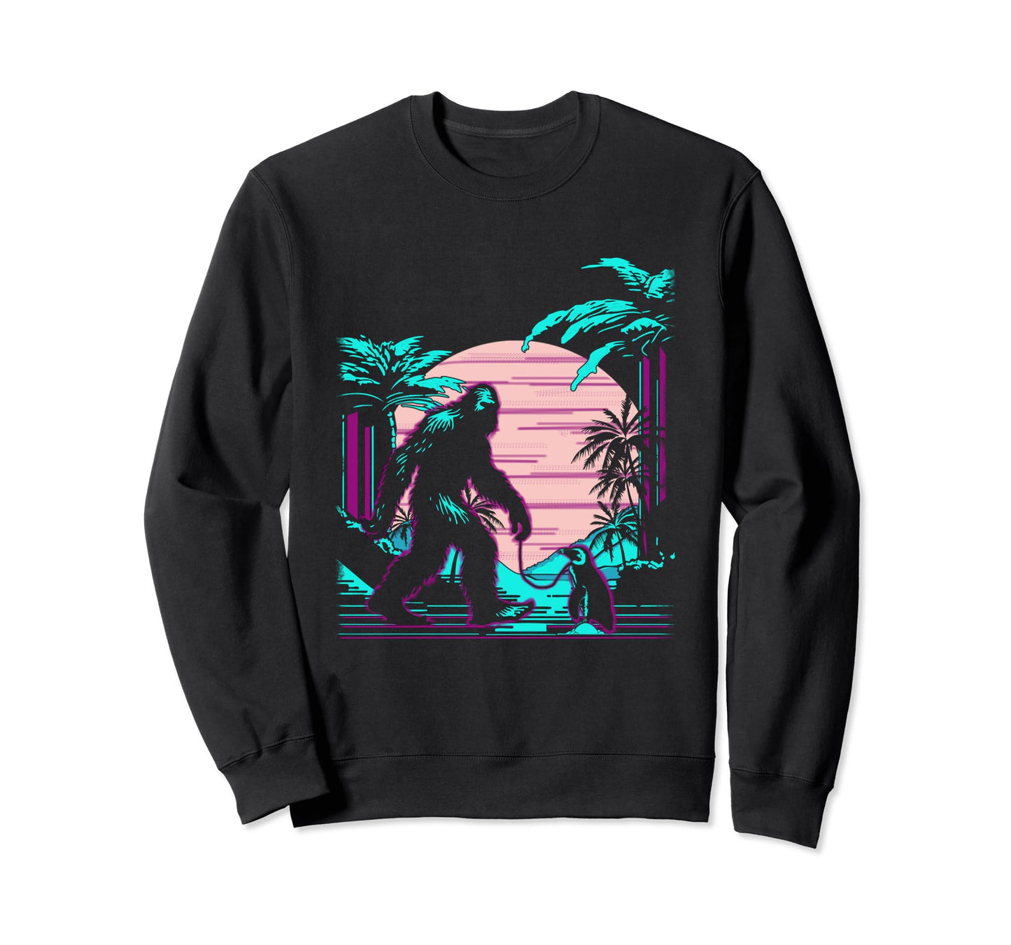 Bigfoot Vaporwave Aesthetic 90S Sweatshirt - Custom Art Print Men Women - T-Shirt, Sweatshirt, Hoodie