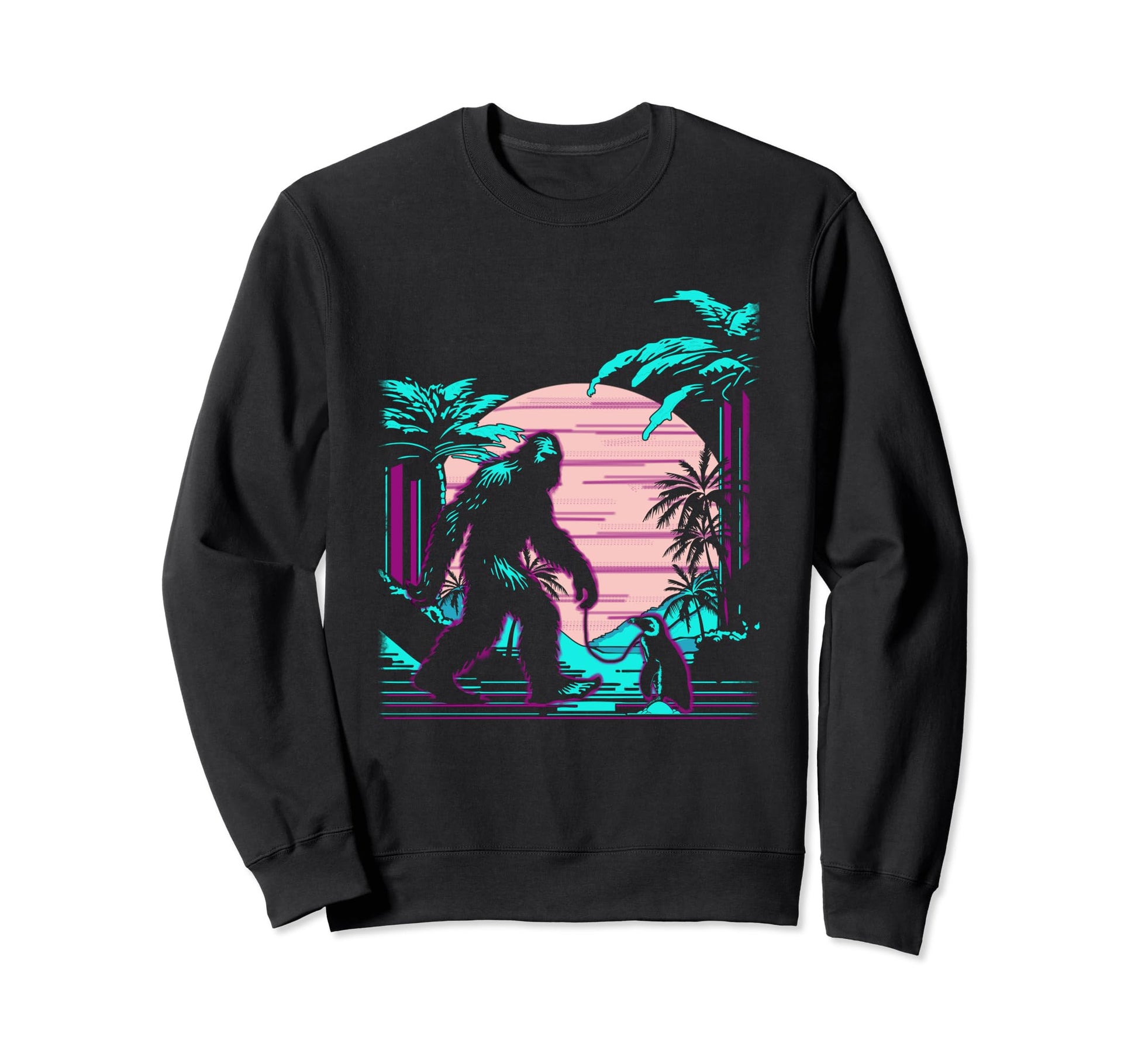 Bigfoot Vaporwave Aesthetic 90S Sweatshirt - Custom Art Print Men Women - T-Shirt, Sweatshirt, Hoodie