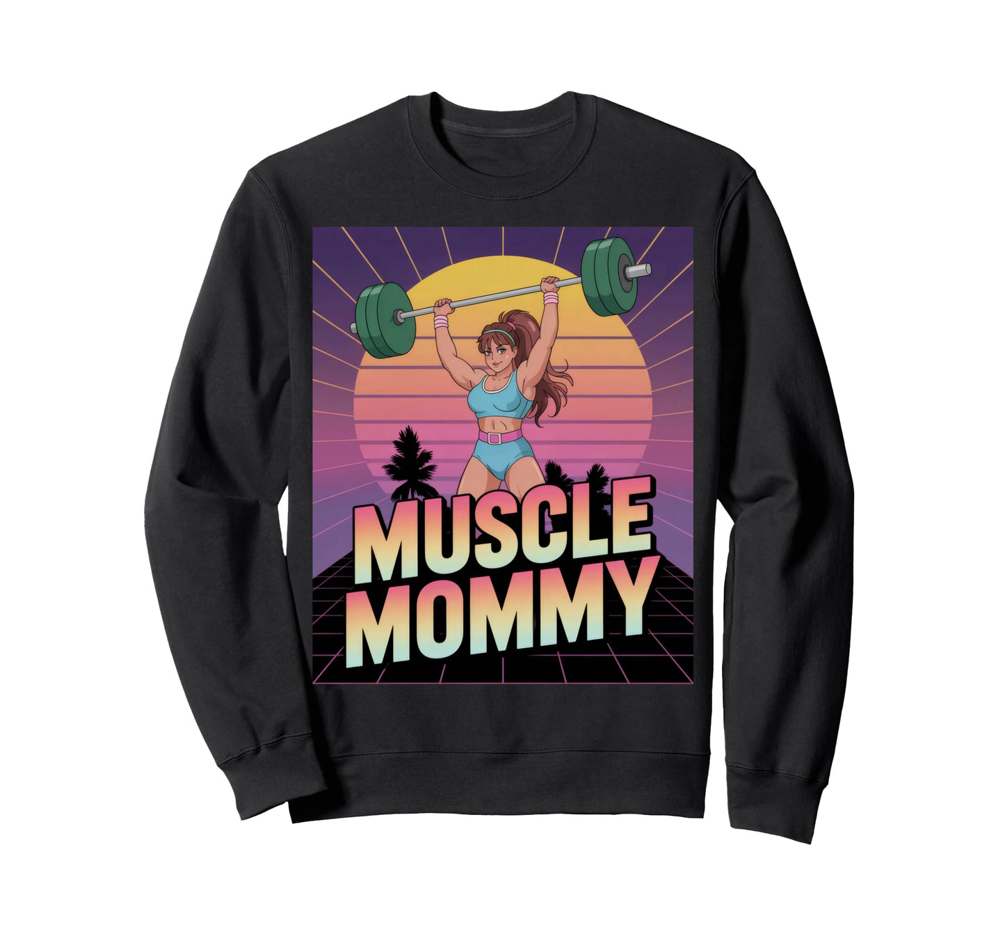 Anime Muscle Mommy Weightlifting Sweatshirt - Fun Novelty Design Unisex - T-Shirt, Sweatshirt, Hoodie