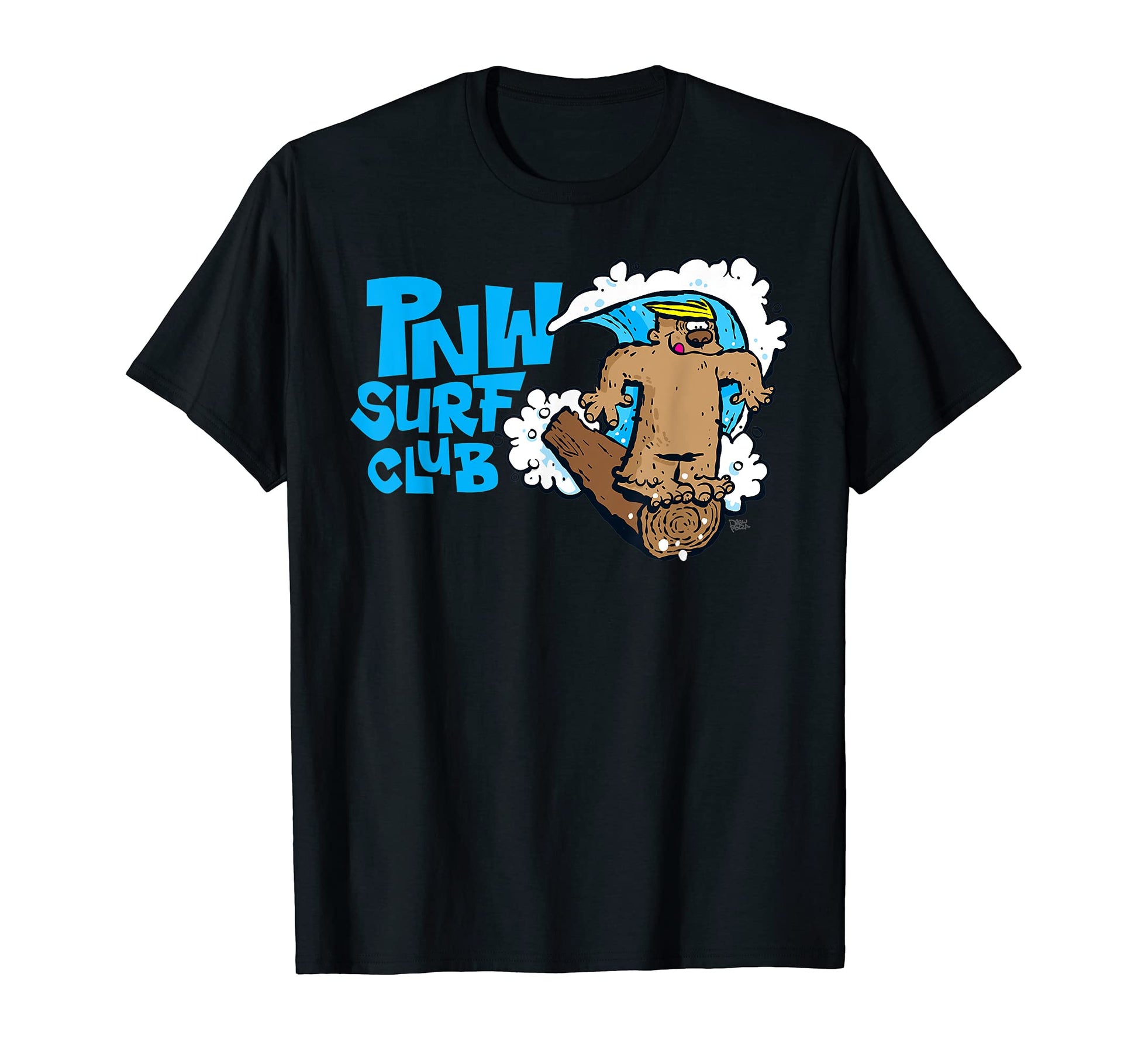 Mens Surfing Bigfoot Pnw Surf Club Outdoors T-Shirt - Graphic Print Unisex - T-Shirt, Sweatshirt, Hoodie